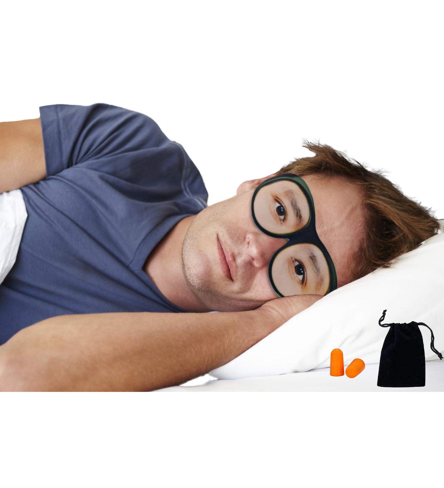 Eye Mask with Eyes Open by Okami - Funny Eye Mask Blackout Sleep Mask with Free Travel Pouch (Men's Eyes) - Buy Online on GoSupps.com