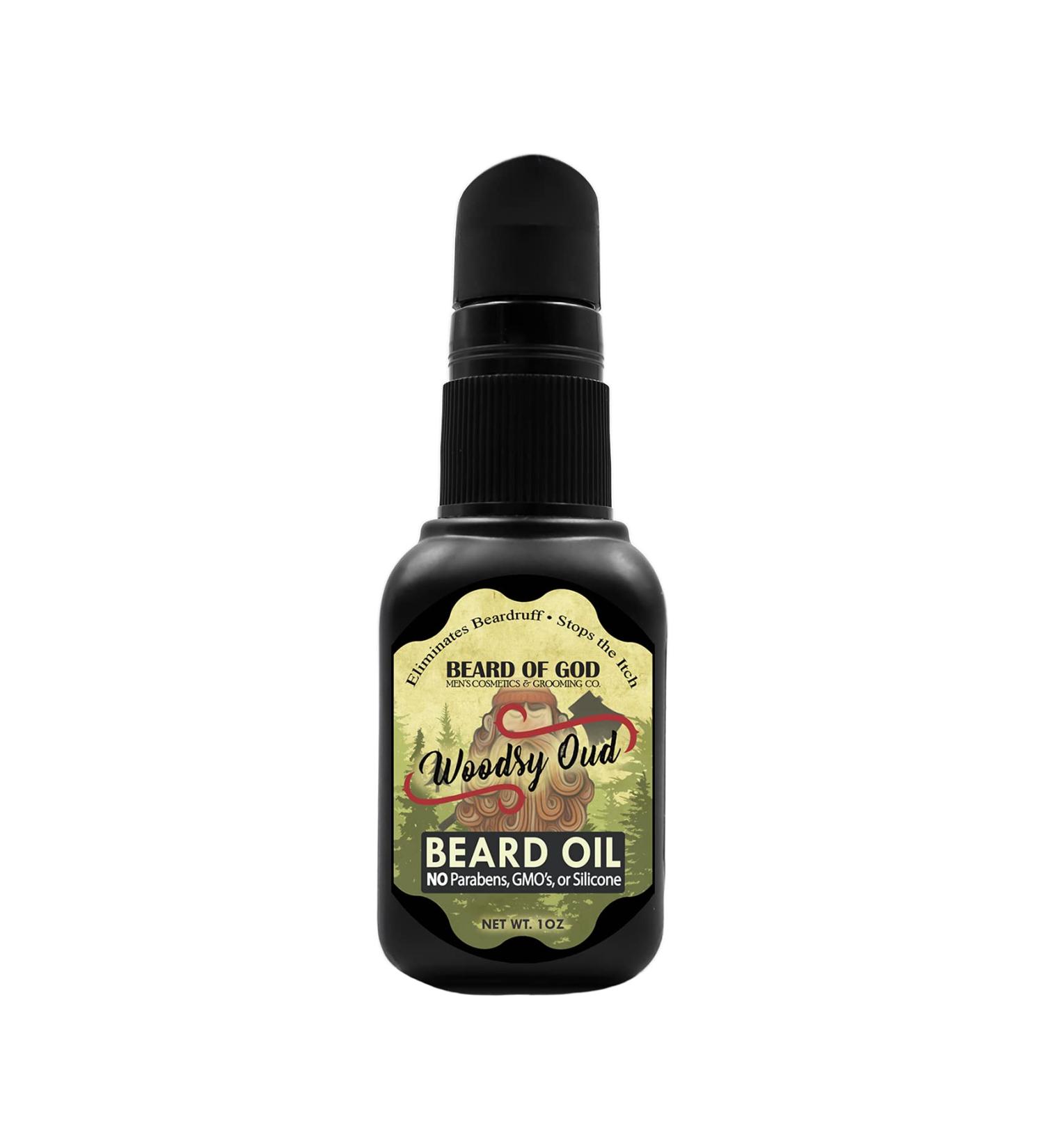 BEARD OF GOD - Woodsy Oud 1oz Nourishing Beard Oil - Natural Organic & Handcrafted in USA
