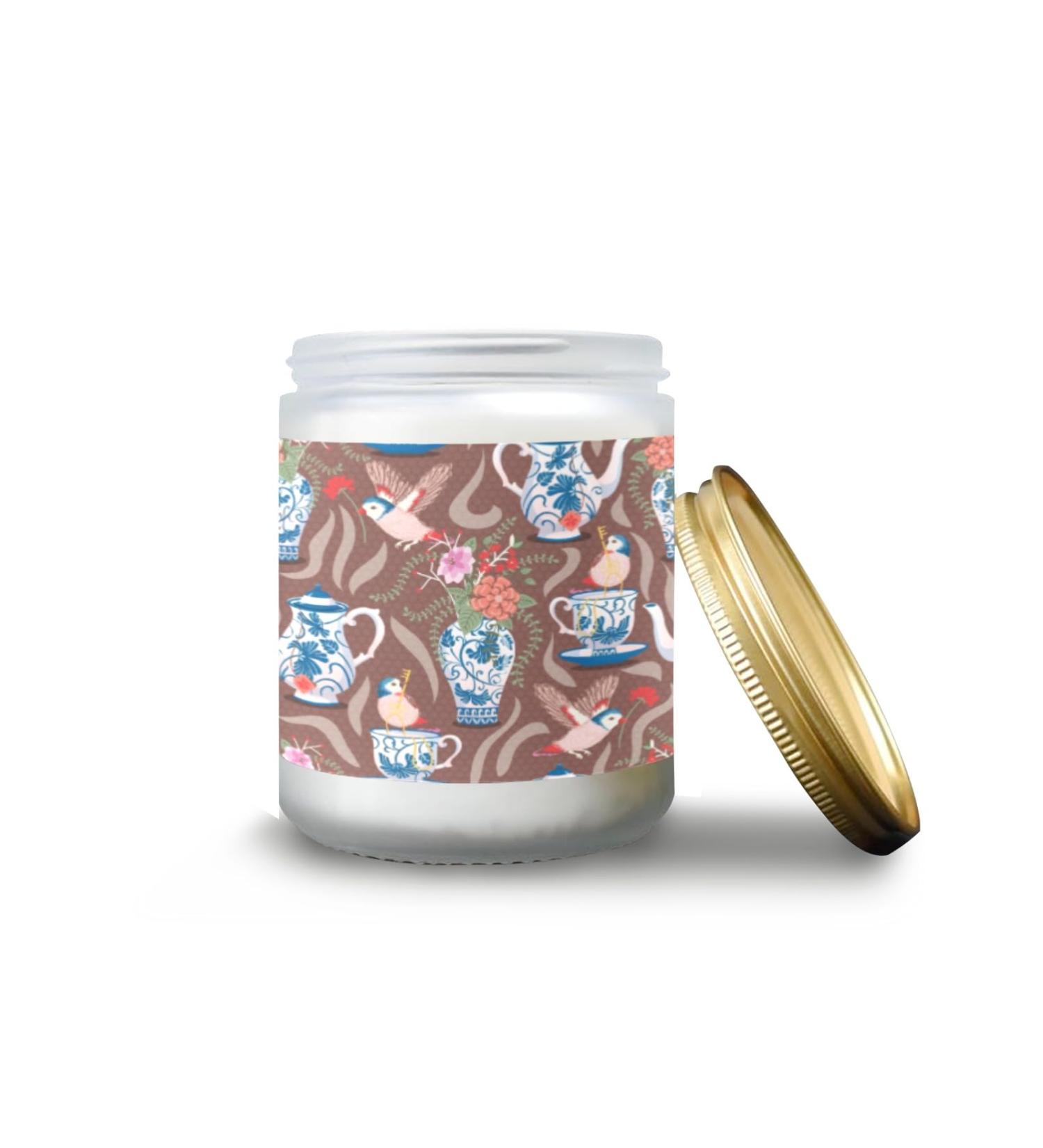 Buy Long Lasting Vanilla Scented Candles - Aromatherapy Jar Candles Gift Set for Women - 7 oz Blue Crockery Garden Tea Bird Design - Buy Online on GoSupps.com