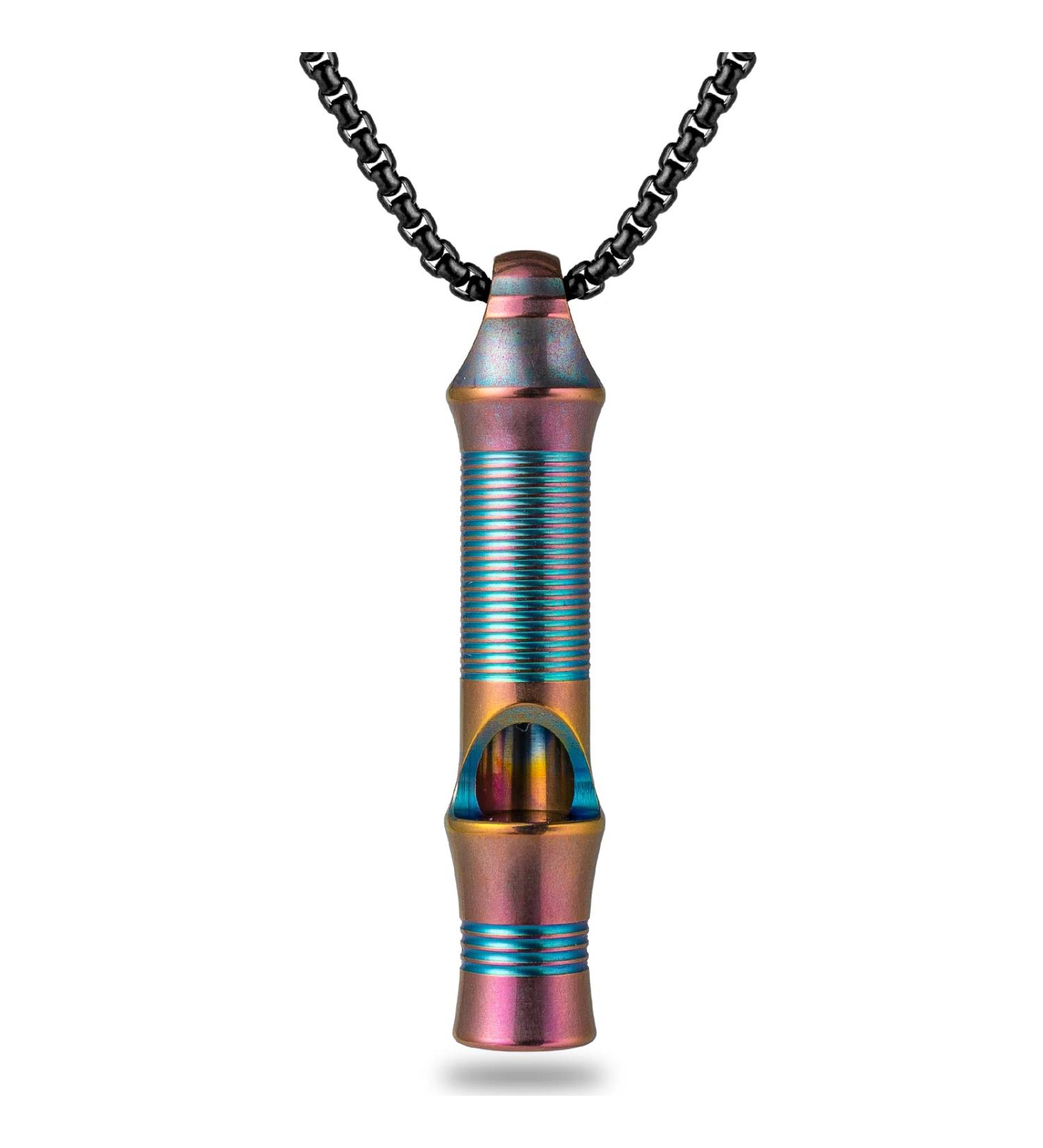 TISUR Titanium Emergency Whistle - Safety Whistles Necklace - 120db Loud Survival Whistle for Hiking, Camping, Pets - Purple Texture - Buy Online on GoSupps.com