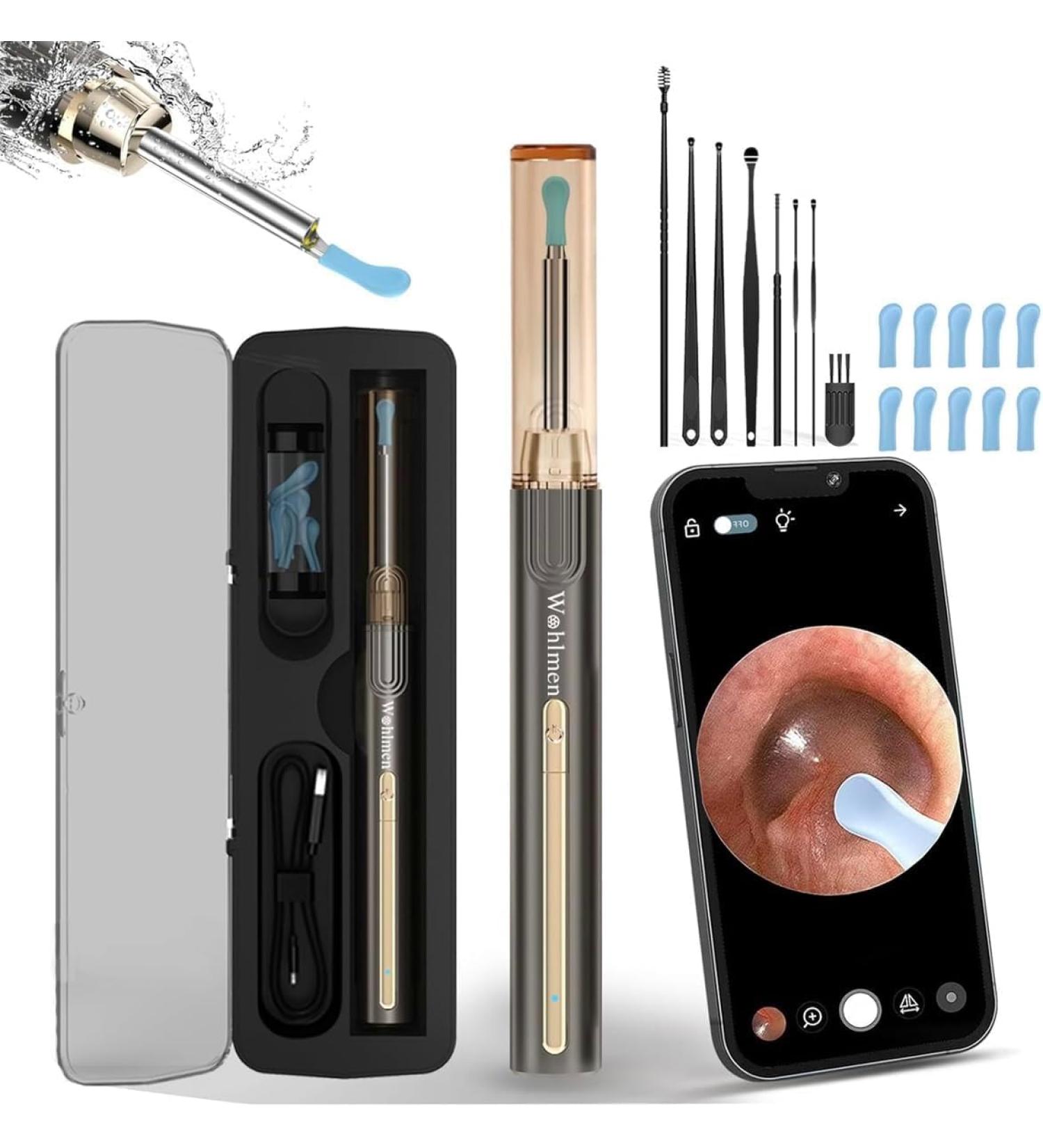 Premium Ear Wax Removal Otoscope - 1920P HD Camera 6 LED Lights iOS & Android Compatible Includes 10 Silicone Ear Tips for Adults Children & Pets - Buy Online on GoSupps.com