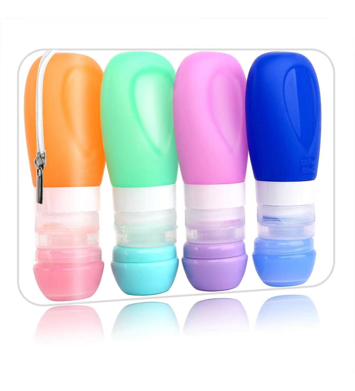 Travel Bottles Set - 8 Waterproof Silicone Bottles & Transparent Cosmetic Bag for Shampoo & Cosmetics (89ml) | International Shipping - Buy Online on GoSupps.com