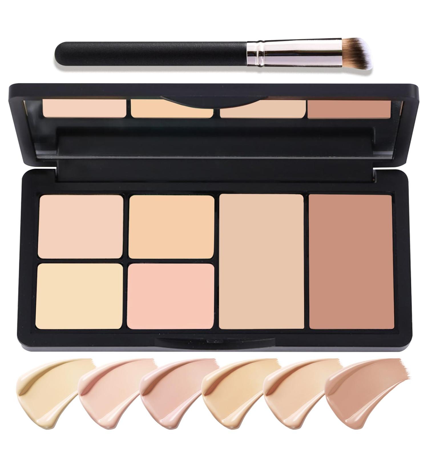 6 Colors Correcting Concealer Cream Contour Palette Long Lasting Concealer Cream Makeup Palettes with Concealer Brush Multi-purpose Contouring Liquid Foundation Makeup Kit - Buy Online on GoSupps.com