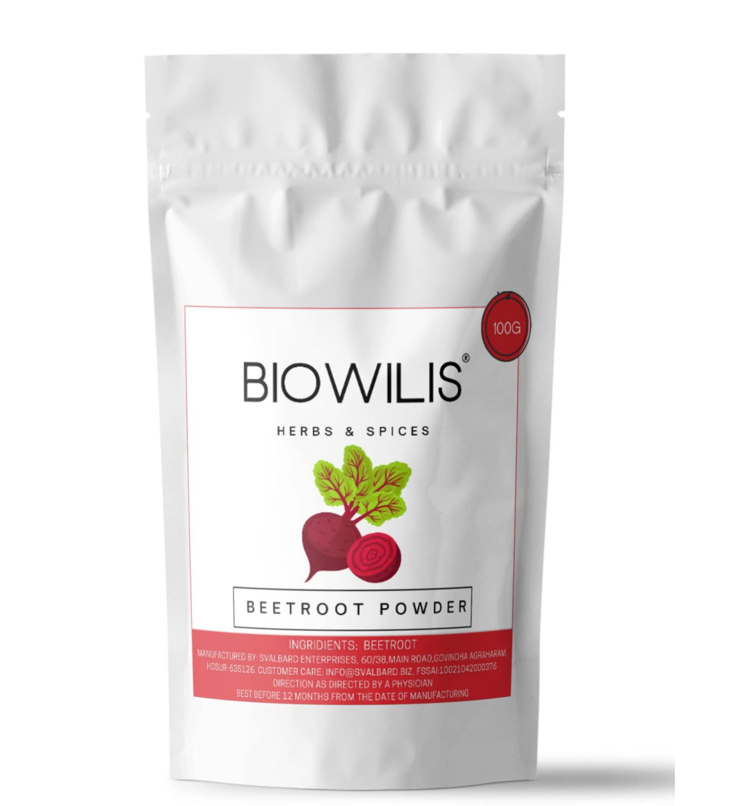 BIOWILIS-Beetroot Powder for Skin & Hair 100 g | 100% Natural Powder | Hydrates & Nourishes Hair & Skin | No Chemicals No Preservatives No Pesticides