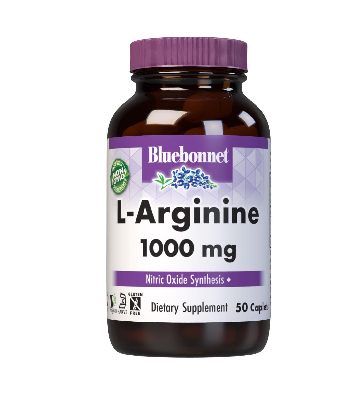 Bluebonnet Nutrition L-Arginine 1000mg Free-Form Amino Acid Nitric Oxide Precursor Gluten-Free Non-GMO Kosher Certified Vegan 50 Caplets 50 Servings Fish 50 Count (Pack of 1)