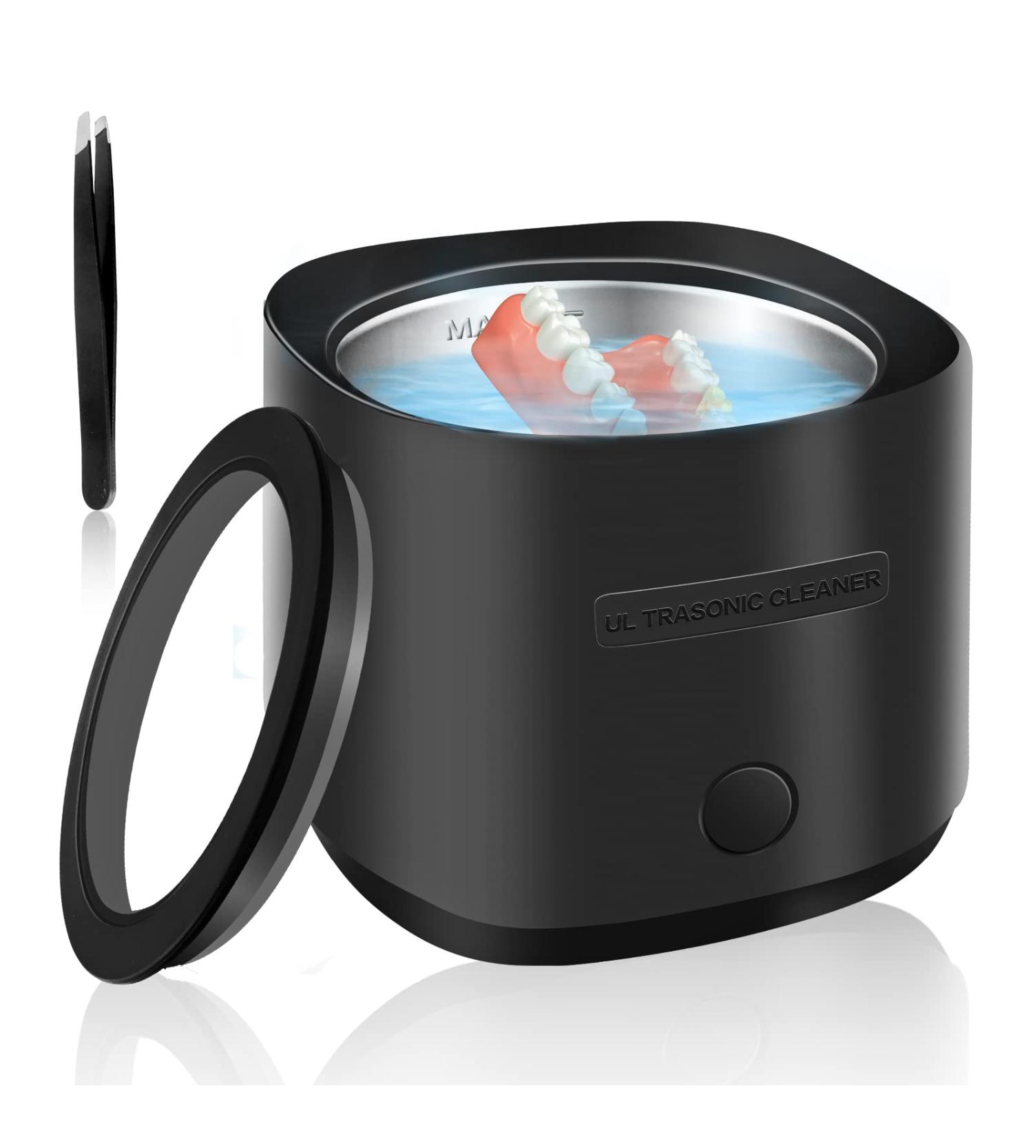 Portable Ultrasonic Cleaner for Dentures, Retainers, Mouth Guards, and Jewelry - 42kHz Ultrasonic Technology - 180ML Capacity - Ideal for Home and Travel Use - Buy Online on GoSupps.com