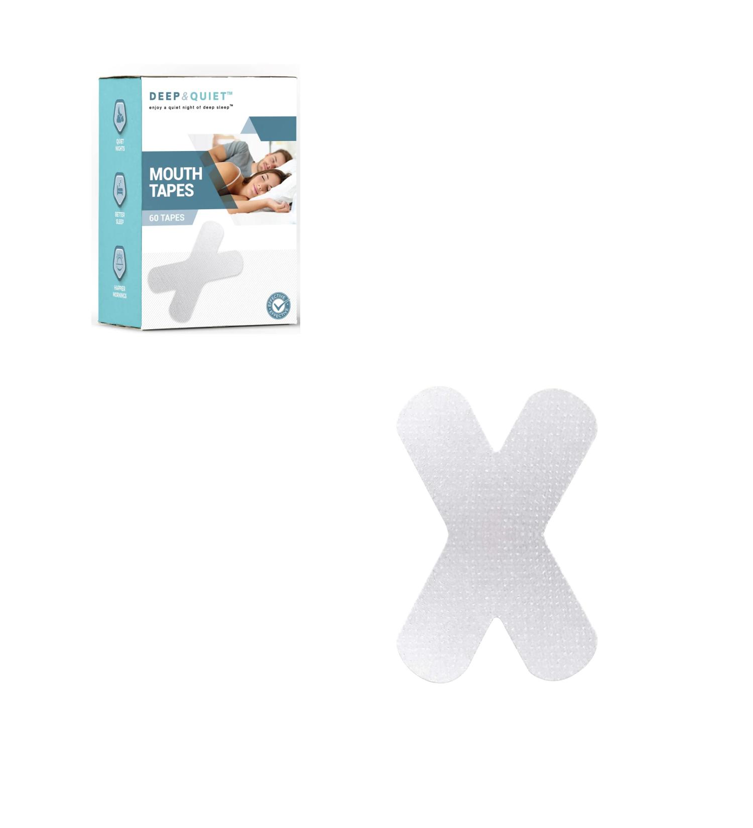 Deep & Quiet Antisnoring Mouth Tapes 60ct - Gentle Strips for Reduced Snoring, Better Sleep & Improved Nose Breathing - Buy Online on GoSupps.com