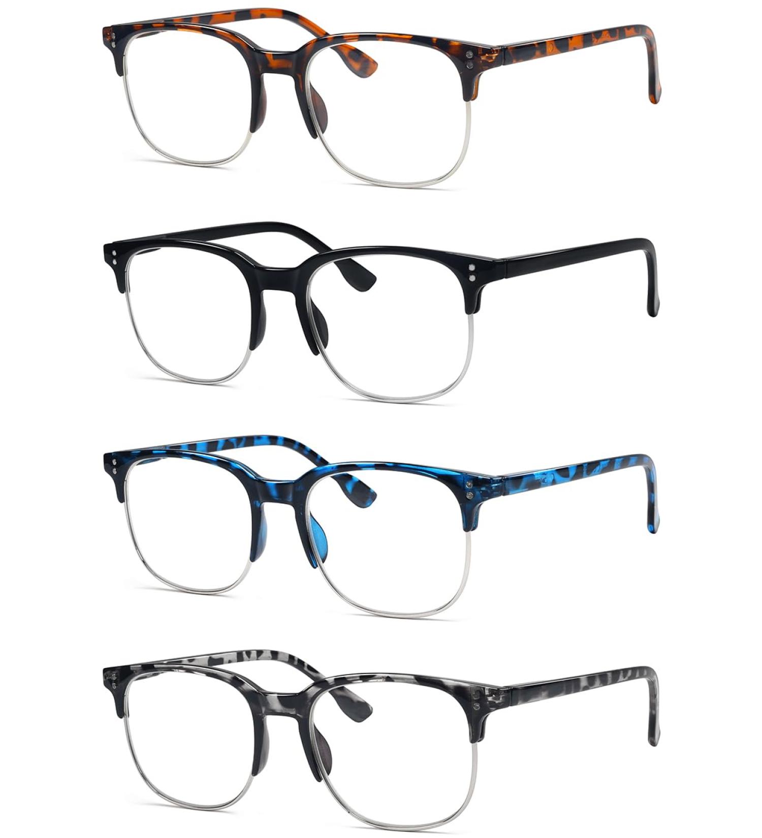 Eyekepper 4-Pack Reading Glasses for Women & Men - Semi-Rimmed +2.50 Strength Eyeglasses - Stylish & Comfortable Design - Buy Online on GoSupps.com