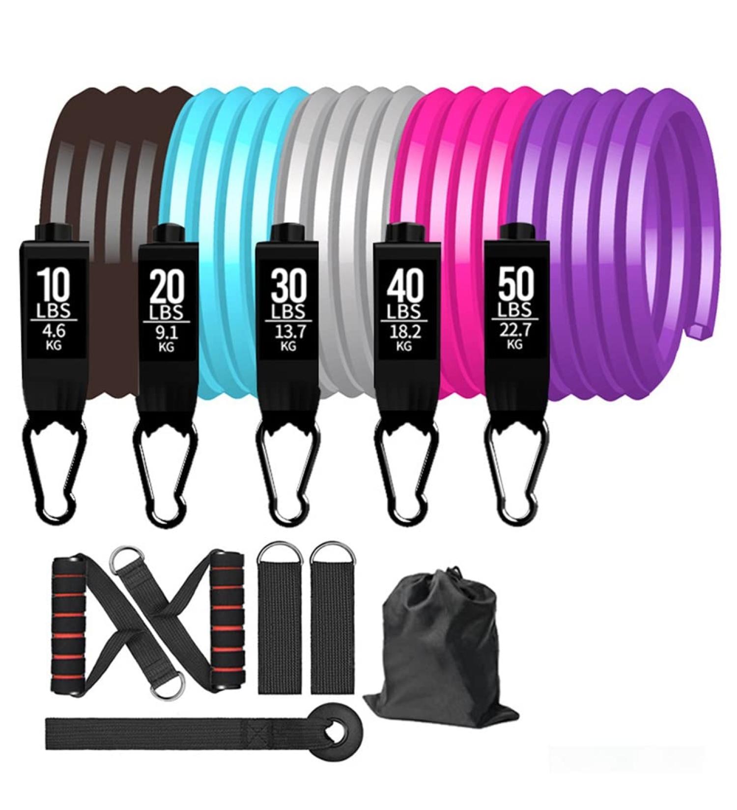 11 Pcs/Set Women Resistance Bands Bodybuilding TPE Belt Fitness Training Yoga Pull Rope Gym Equipment Elastic Bands (Multi Colored) Multicolor colored - Buy Online on GoSupps.com