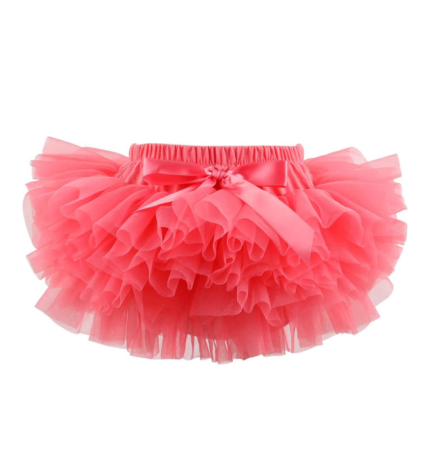 HOOLCHEAN Super Soft Fluffy Tutu Skirt with Diaper Cover Bloomer for Infant Toddler Girls 1-2 Years - Watermelon Red - Buy Online on GoSupps.com