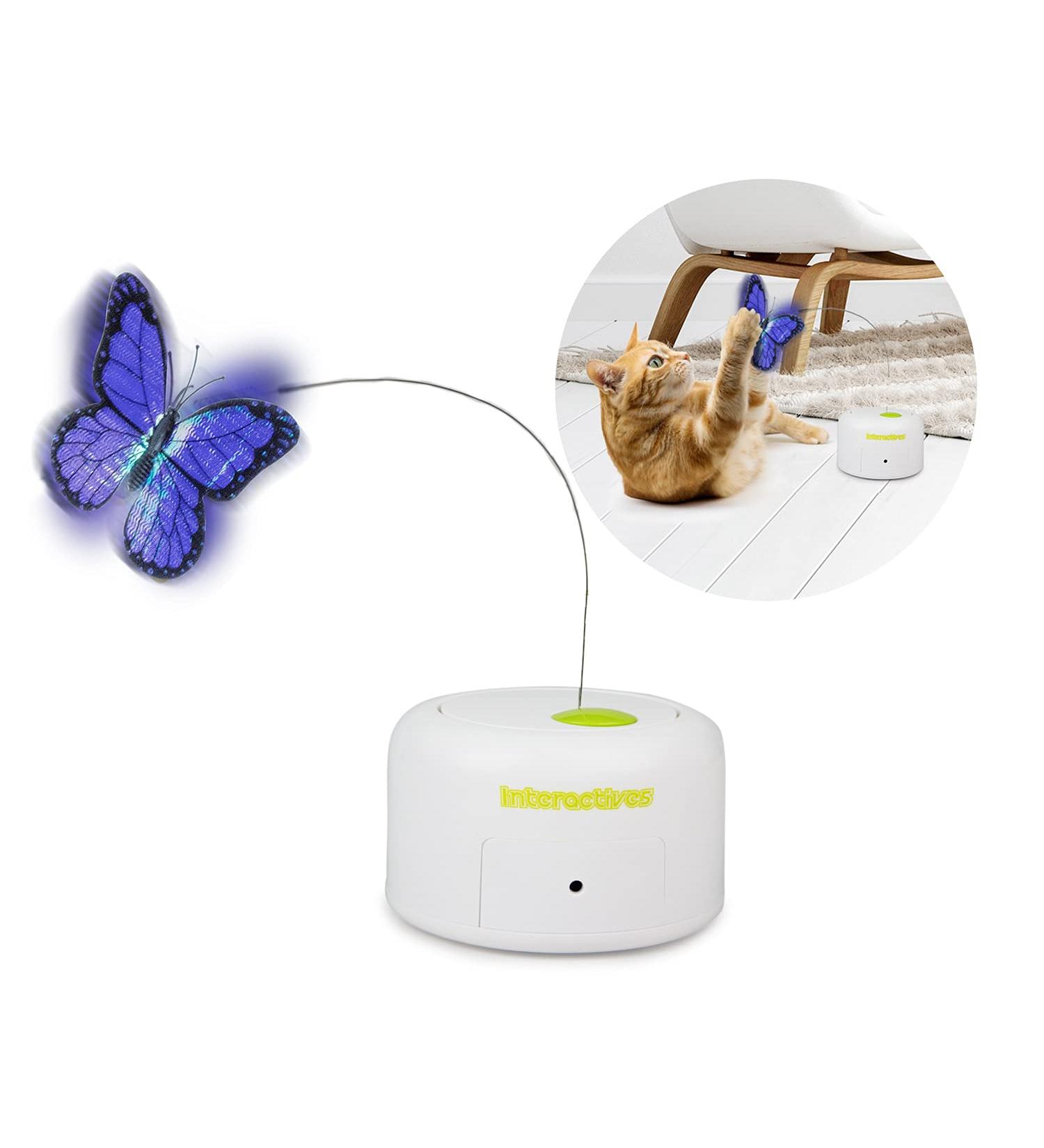 All For Paws Interactive Motion-Activated Cat Butterfly Toy - Flutter Bug Teaser Toy with Rotating & Flashing Butterflies - Buy Online on GoSupps.com
