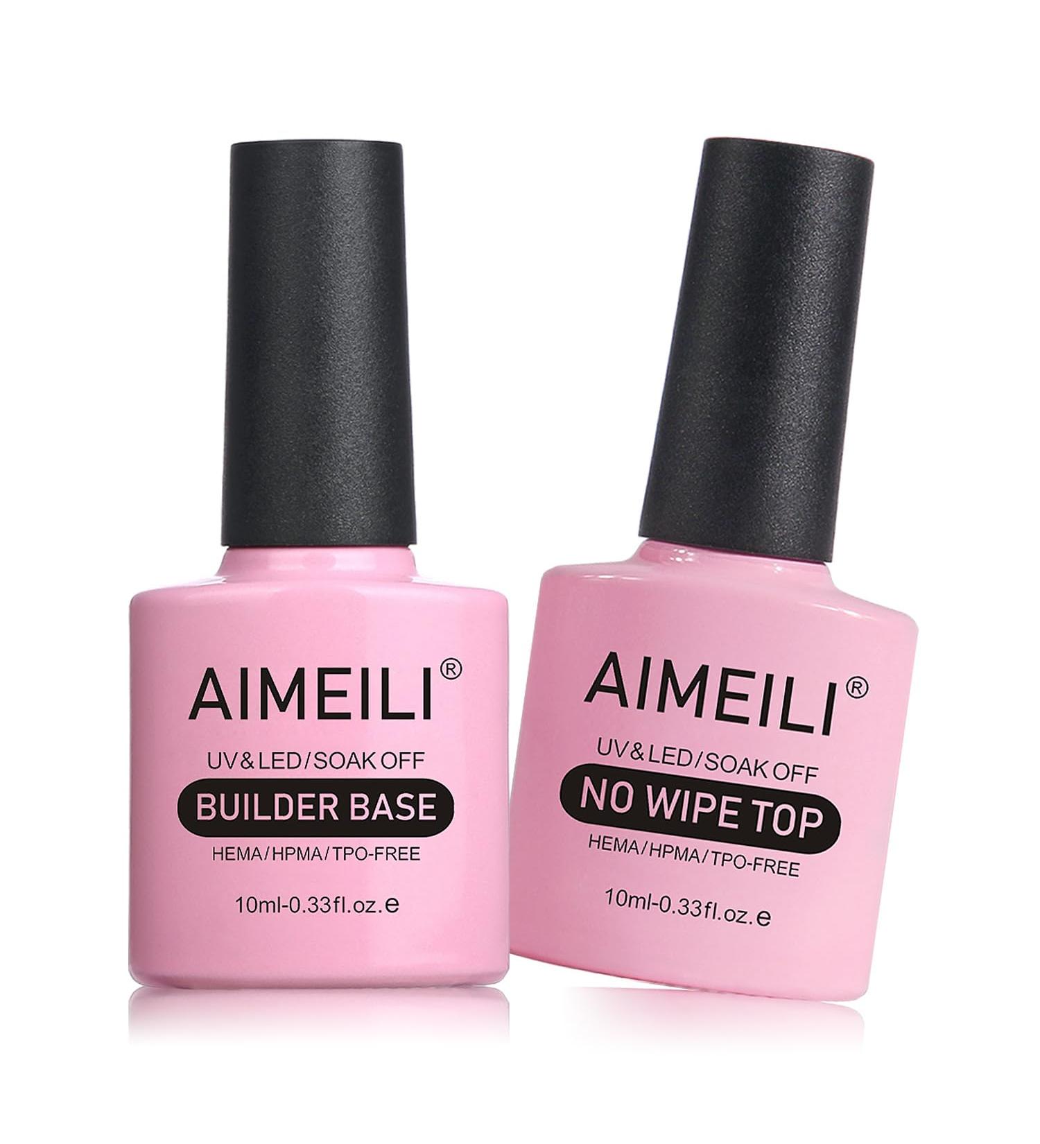 AIMEILI 7 in 1 Builder Base & No Wipe Top Coat: Strengthening Gel for Long-Lasting Nails - 2x10ml - Buy Online on GoSupps.com