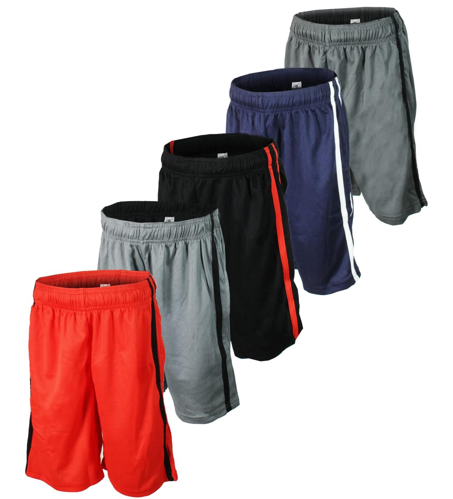 Brooklyn Vertical Boys 5-Pack Athletic Mesh Basketball Shorts with Pockets | Sizes 2T-14/16 18-20 Combo - Buy Online on GoSupps.com