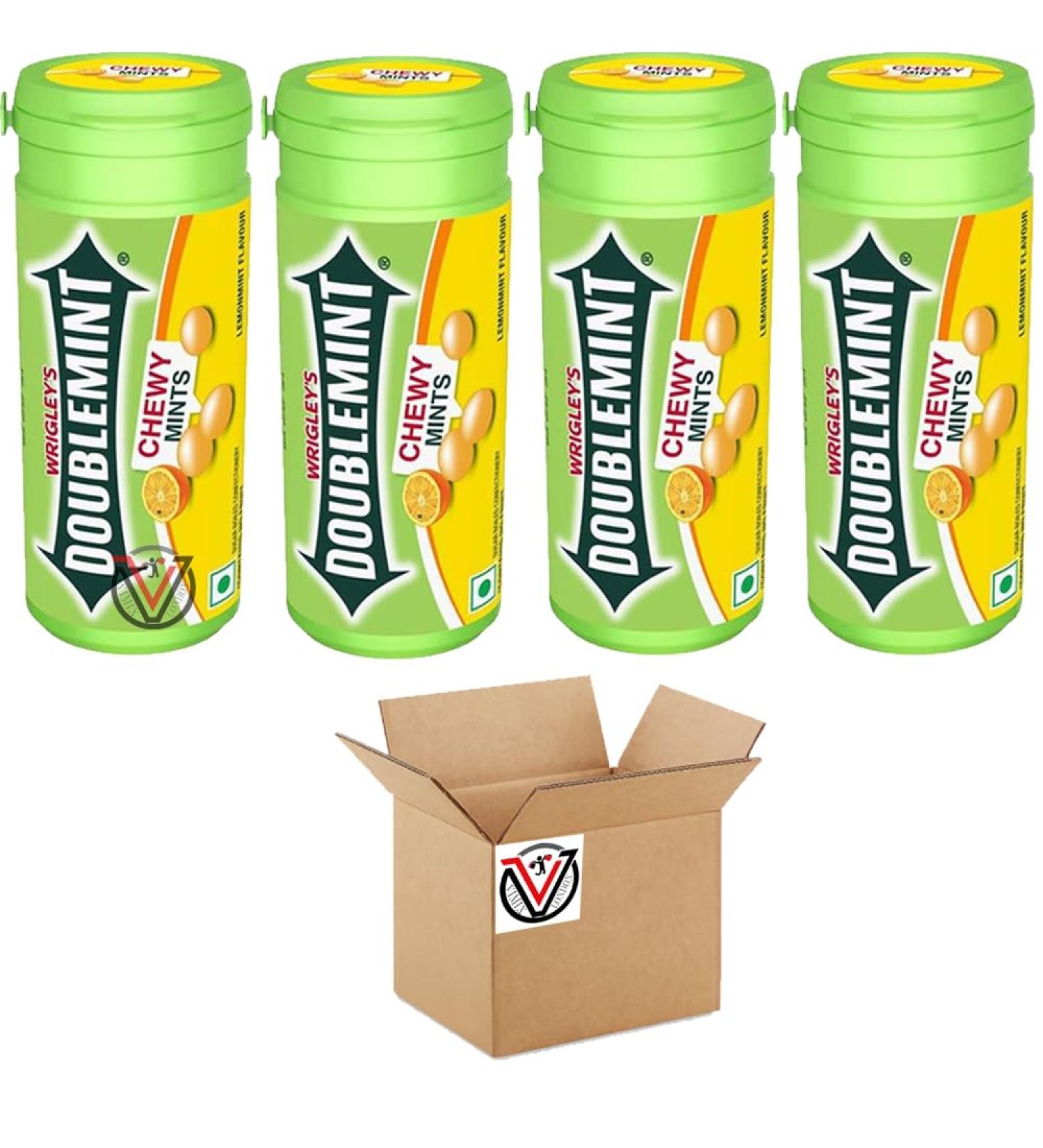 VIMIX Doublemint Peppermint Flavour Chewing Gum 13g Sticks Lemonmint Flavour Chewy Mints Tube 30.4g - Mints For Instant Freshness (04 x Doublemint Lemonmint Tube)