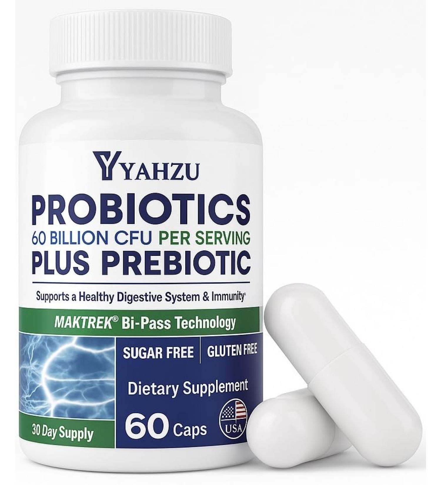 Organic Synbiotic Probiotics 60B CFU with probiotics for Digestive Health Advanced Gut & Immune Support | Bloating Relief Digestive Balance | 60 Vegan Capsules | Sugar-Free Gluten-Free Non-GMO - Buy Online on GoSupps.com