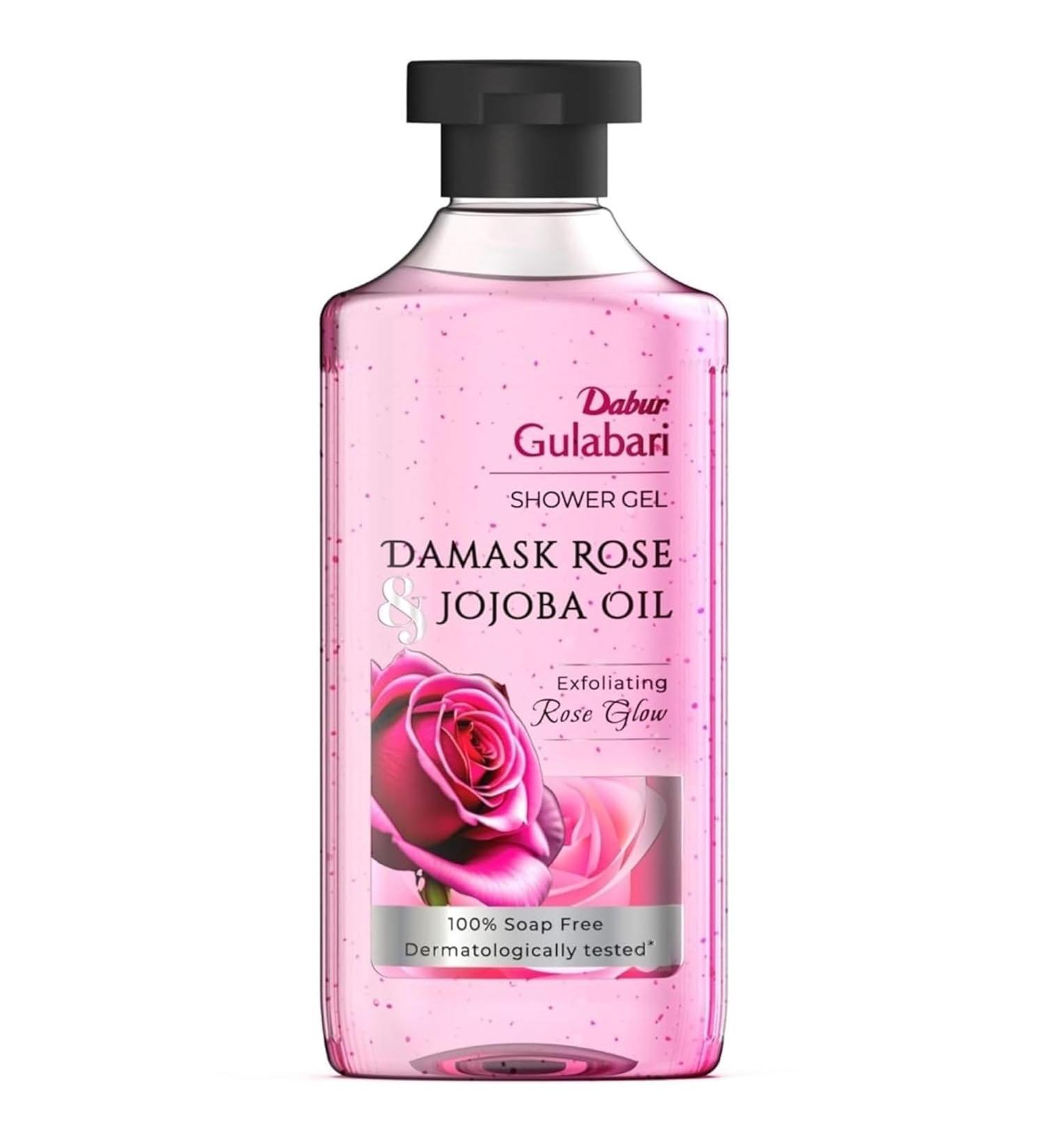 Dabur Gulabari Shower Gel - Damask Rose & Jojoba Oil | 250ml Exfoliating Body Wash | Paraben & Silicone Free | 99% Pure Glycerine | Luxurious Rose Fragrance - Buy Online on GoSupps.com