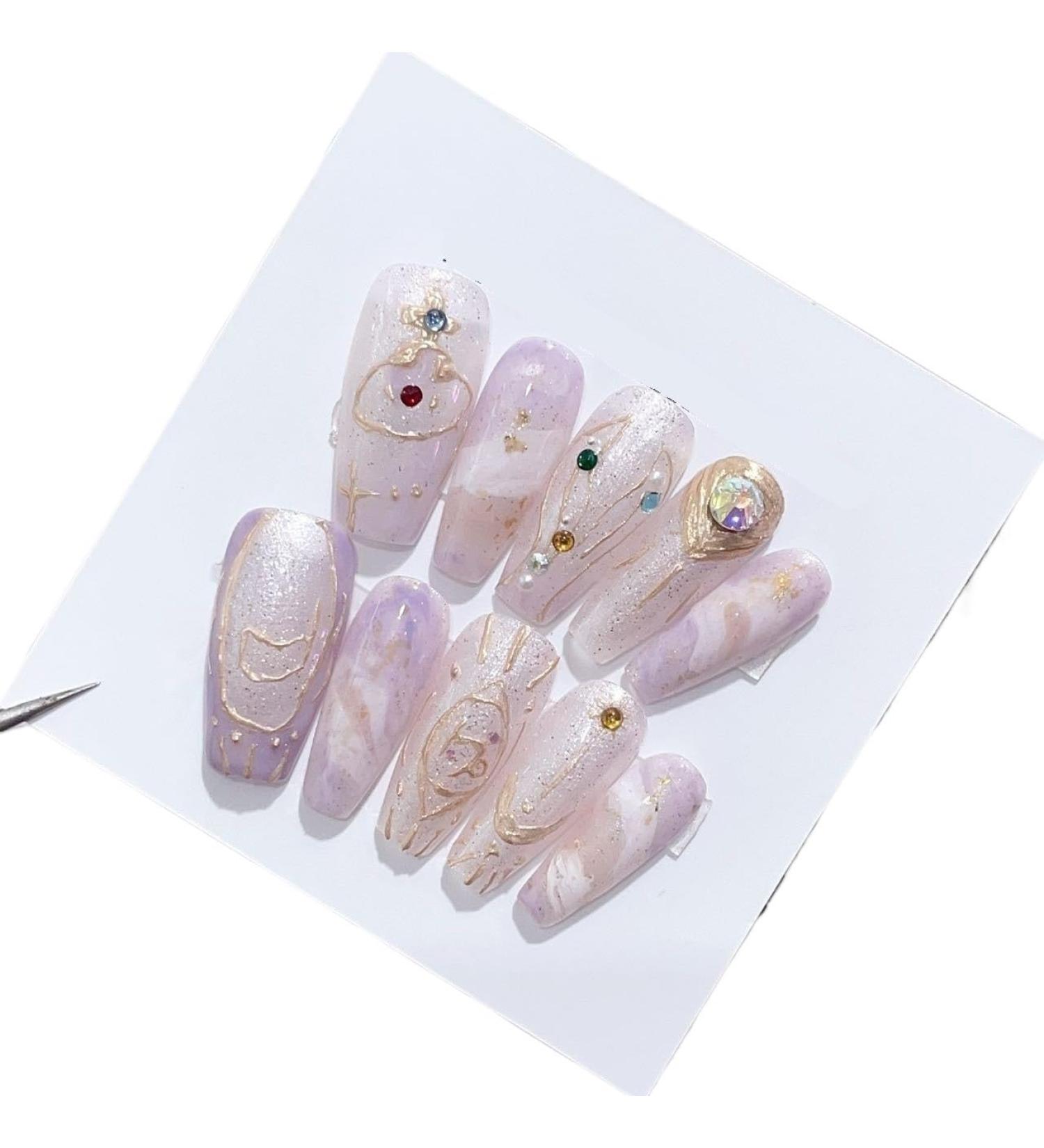 Handmade Nail Constellation Series Dream Gentle Purple Charm Fairy Nail Patch Nail Enhancement Capricorn(M)