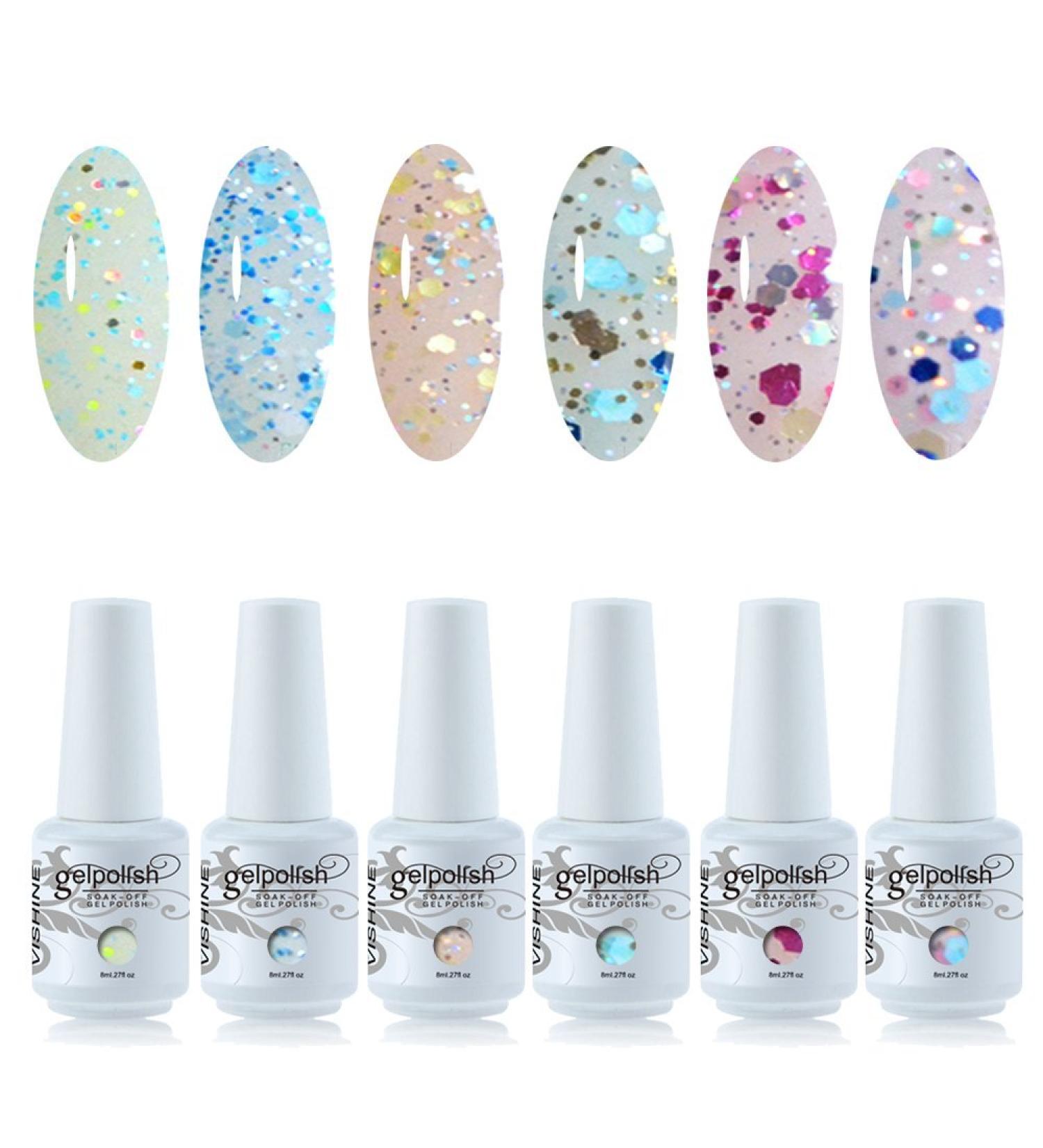 Vishine Shellac Gel Nail Polish Set - 8ml UV LED Soak Off 6 Colors #025 - International Shipping - Buy Online on GoSupps.com