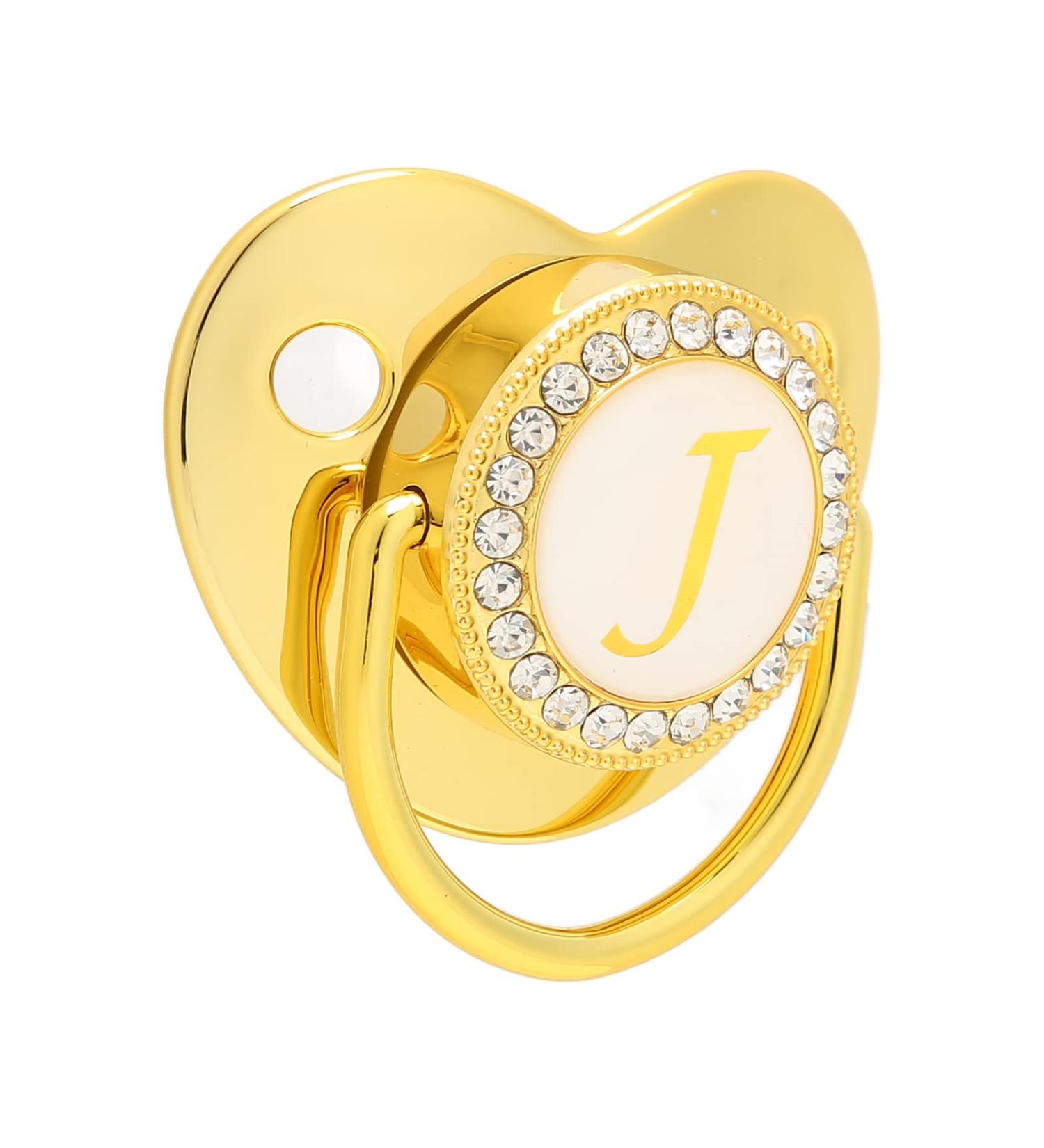 Personalized Golden Baby Pacifier - Curved Design Safe Materials & Clips | Newborn Essentials for 6-18 Months - Buy Online on GoSupps.com