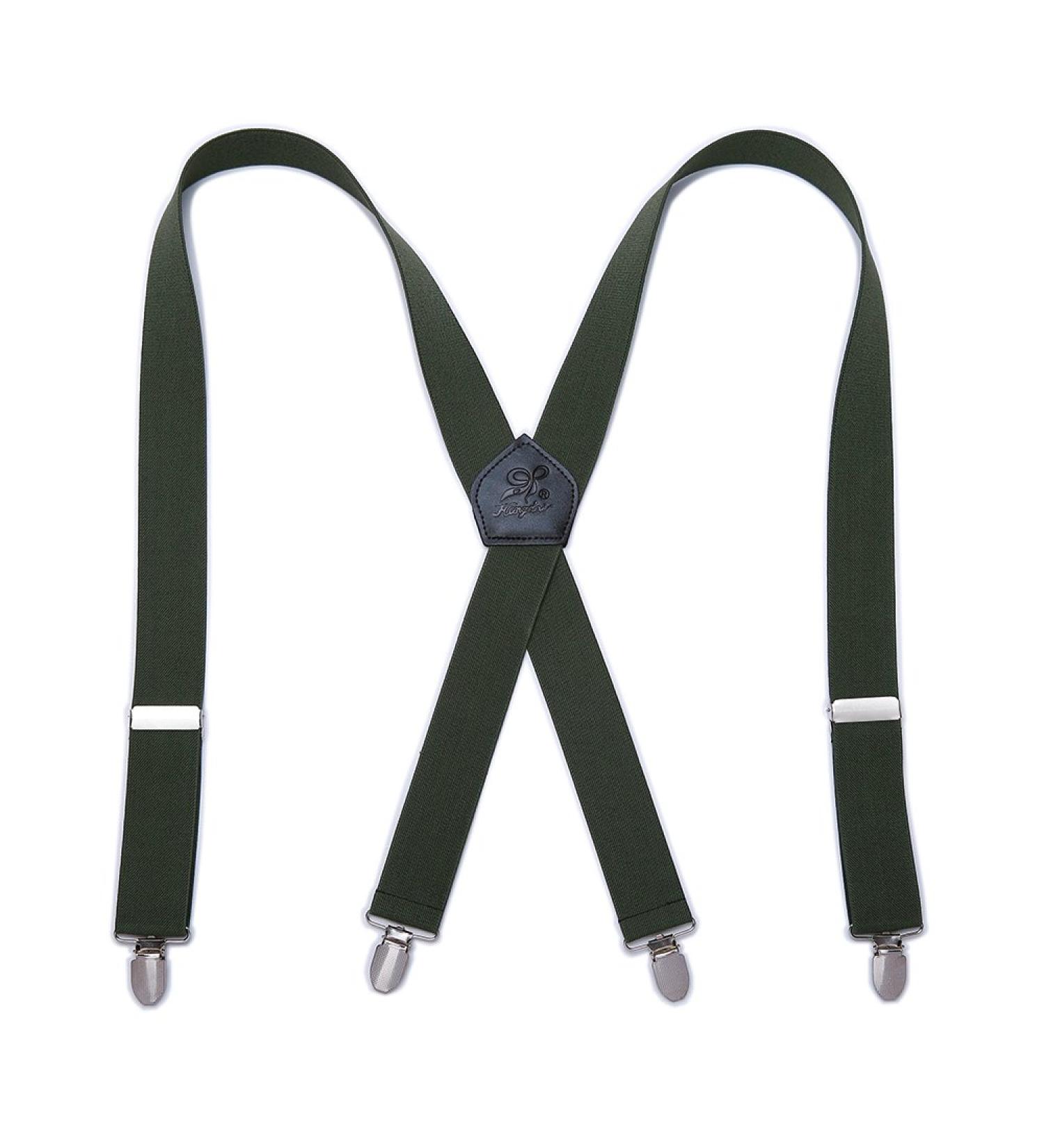 Kangdai Men's Hard-Wearing Braces with 4 Leather Clips & Wide Elastic Carriers Light Green Pants Accessories - Buy Online on GoSupps.com