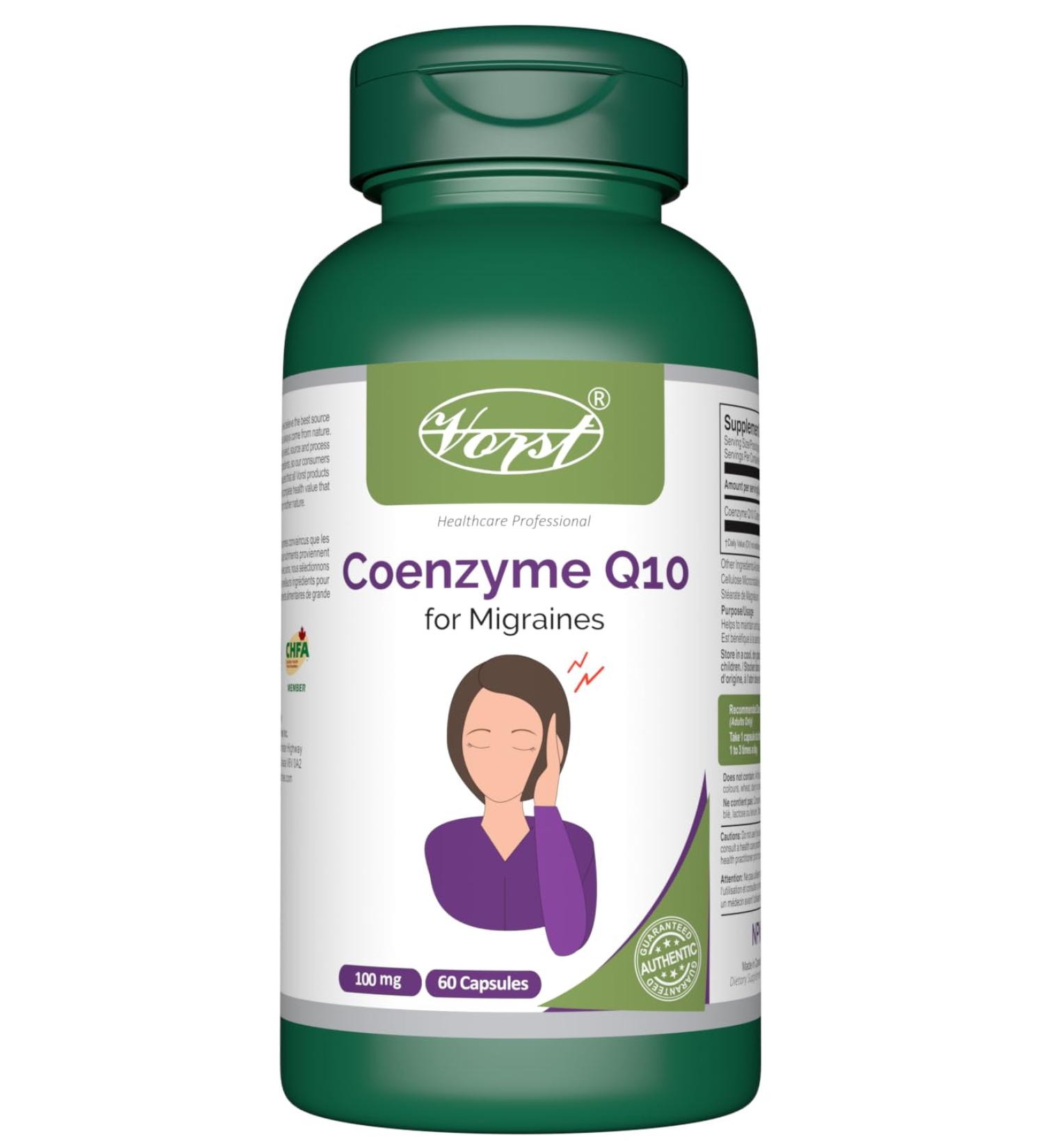 VORST Migraine Supplement Coenzyme Q10 60 Capsules | Migraine & Headache Relief Pills | Coq10 60 count (Pack of 1) - Buy Online on GoSupps.com