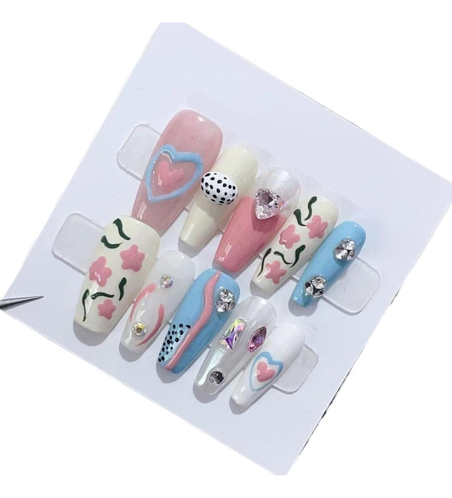 Handmade Long and Short Nail Patches for Artificial Nail Enhancement(Color:19591 Size:XS) - Buy Online on GoSupps.com