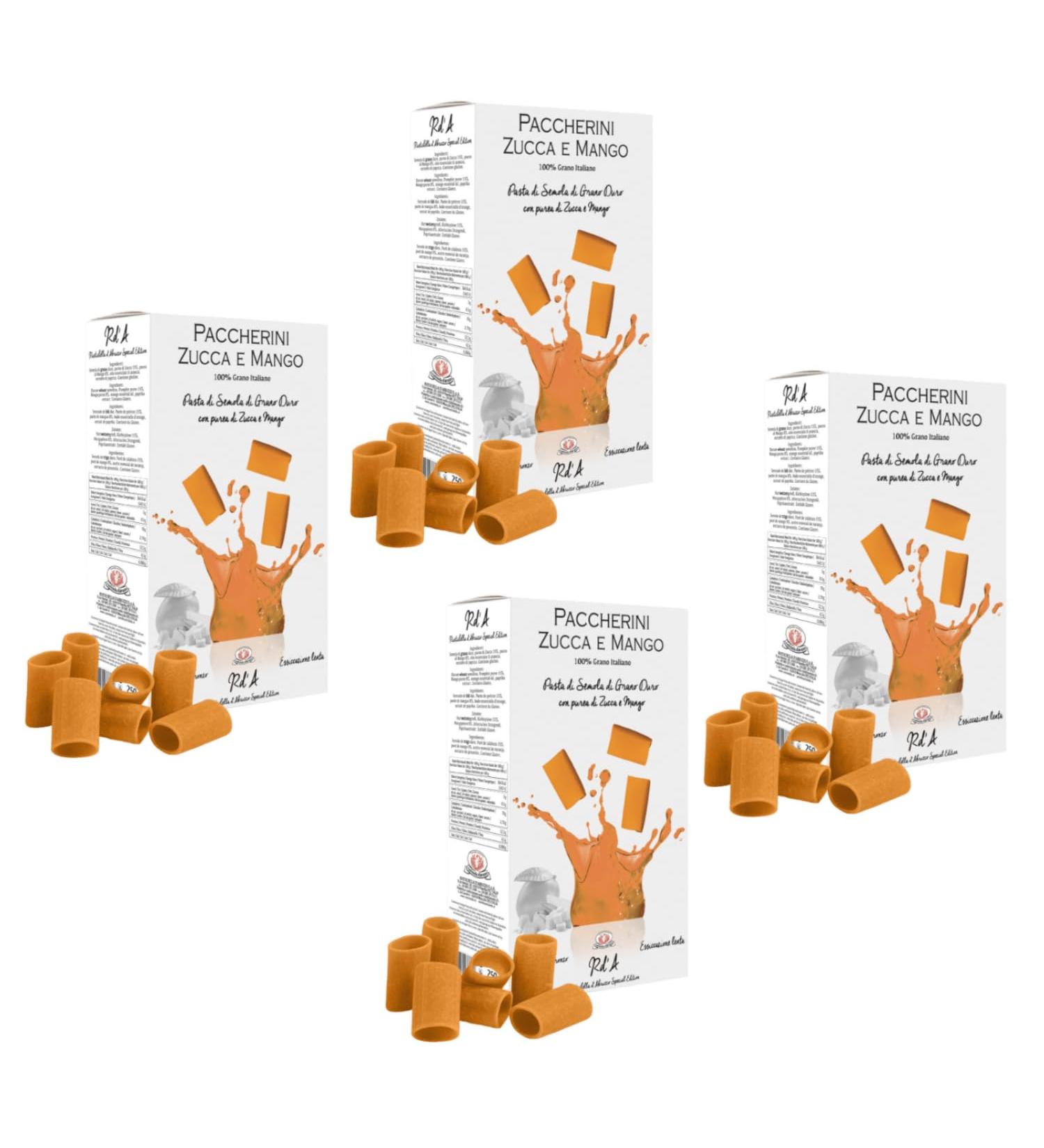  Rustichella d'Abruzzo Rustichella d'Abruzzo | Paccherini with pumpkin and mango | Durum wheat pasta with pumpkin and mango - 4 x 250 g | Artisan short pasta - Buy Online on GoSupps.com