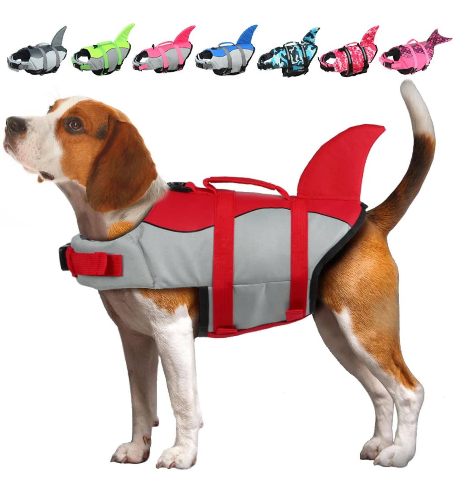 Emust Dog Chimney Shark - Swimming Vest for Small Medium & Large Dogs | Safety Vest with Rescue Handle for Pool & Beach | S Red - Buy Online on GoSupps.com