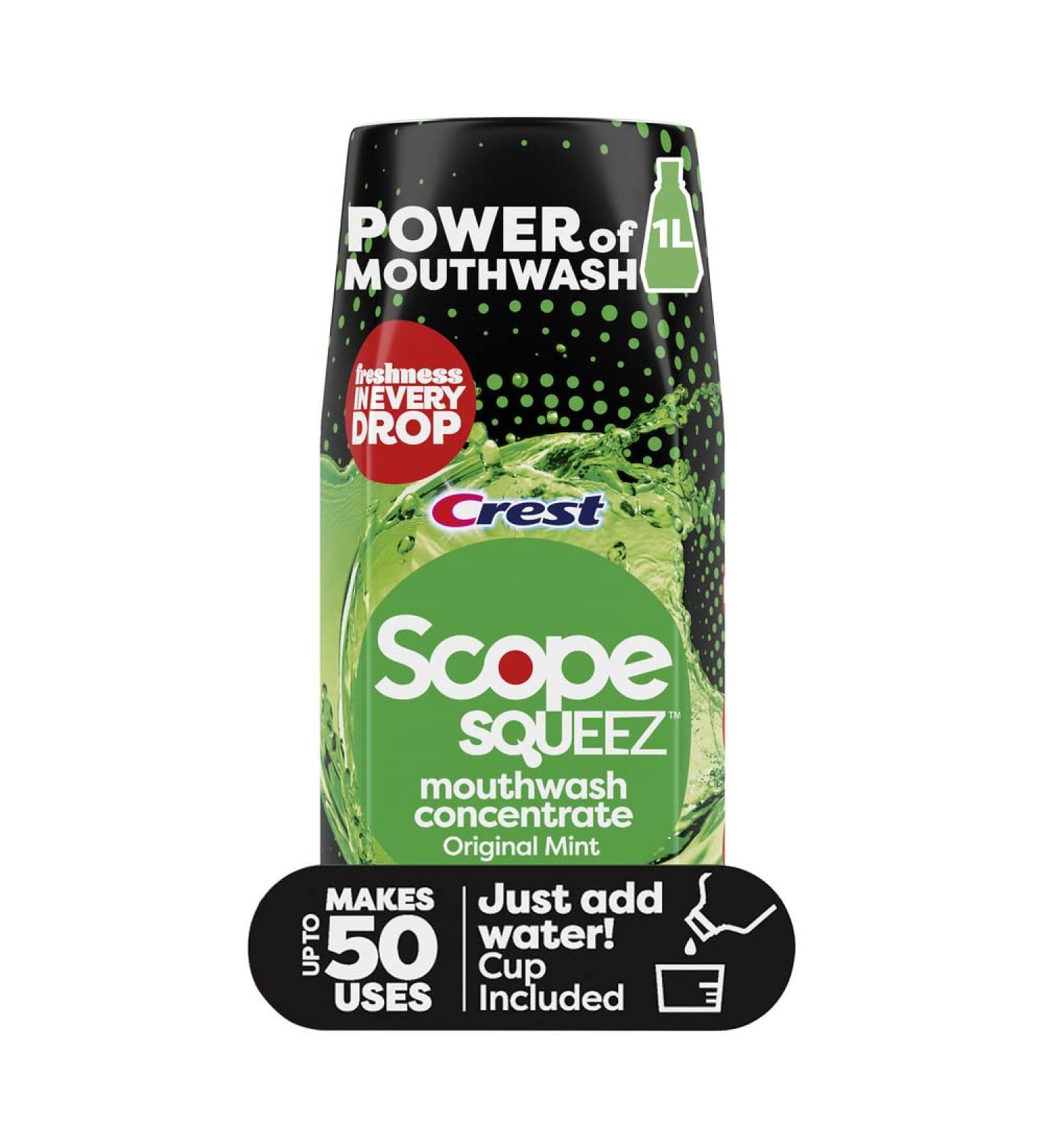 Scope Squeez Mouthwash Concentrate - Original Mint Flavor | 50mL Bottle | Control Strength | Equal to 1L Outlast *vs 1L - Buy Online on GoSupps.com