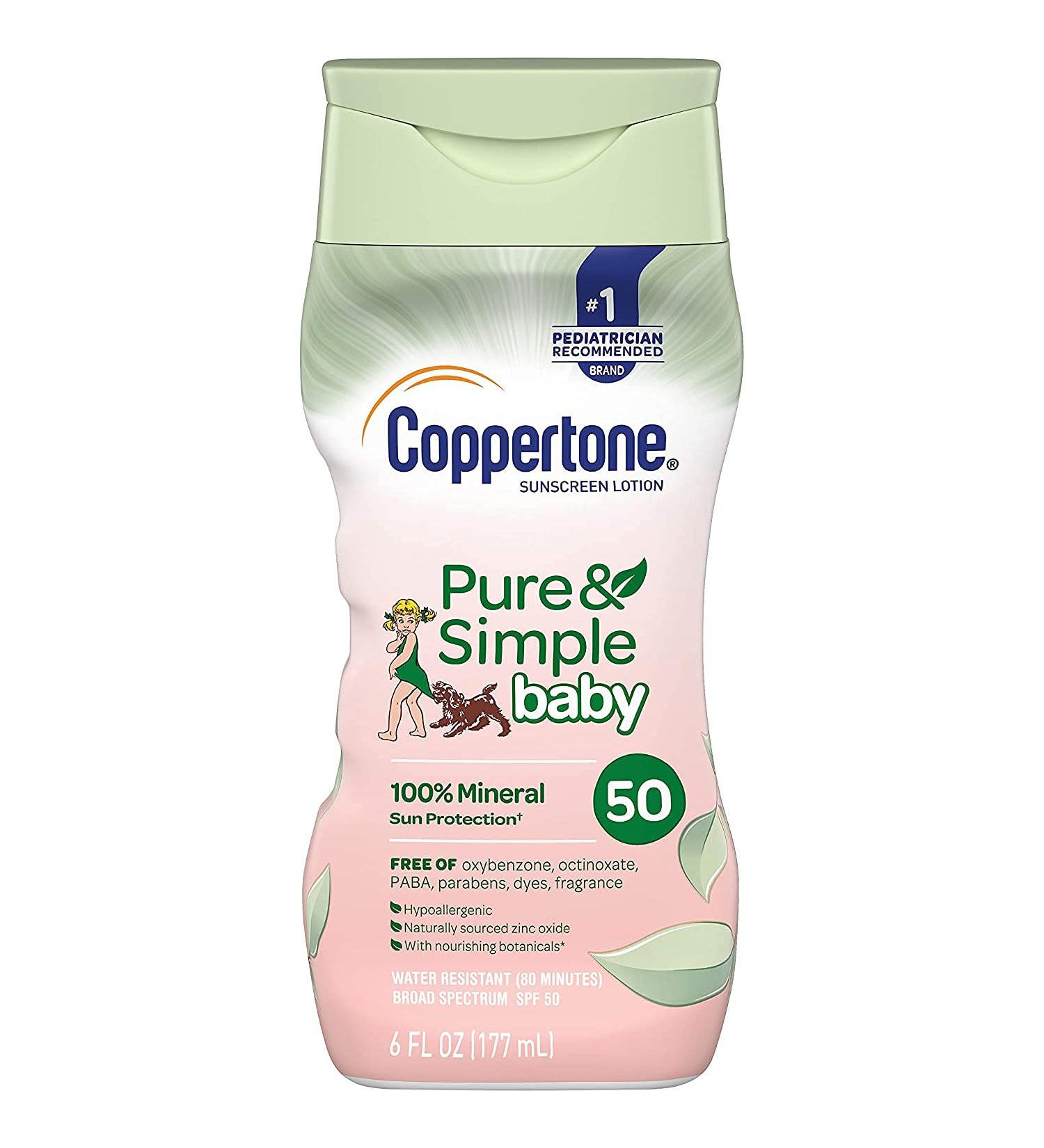Coppertone Waterbabies - Pure & Simple Baby Mineral Based SPF 50 Lotion  6 Oz (CT00623)