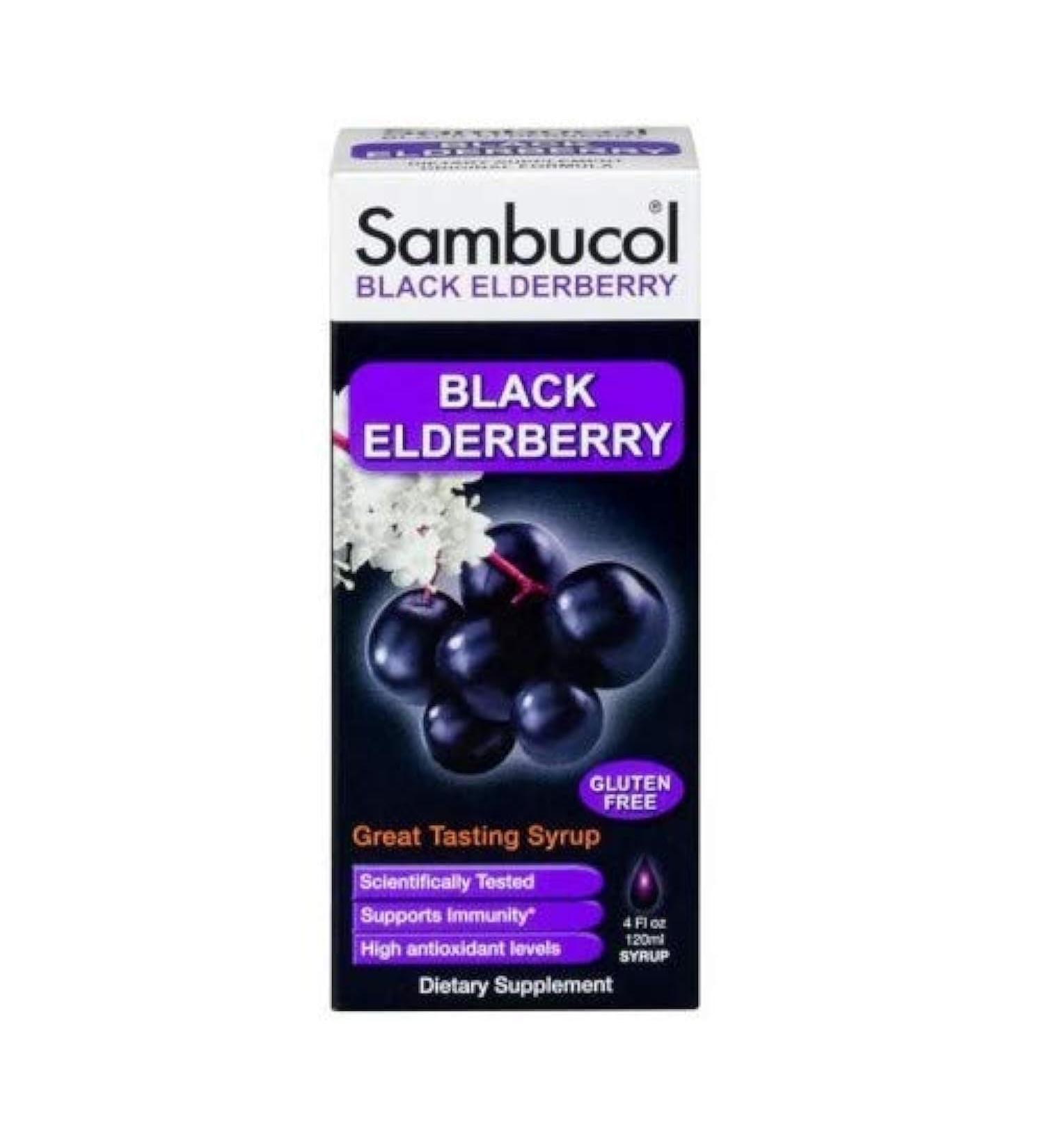 Sambucol Black Elderberry Syrup Sugar-Free 4 oz - Immune Support & Natural Remedy - International Shipping Available - Buy Online on GoSupps.com