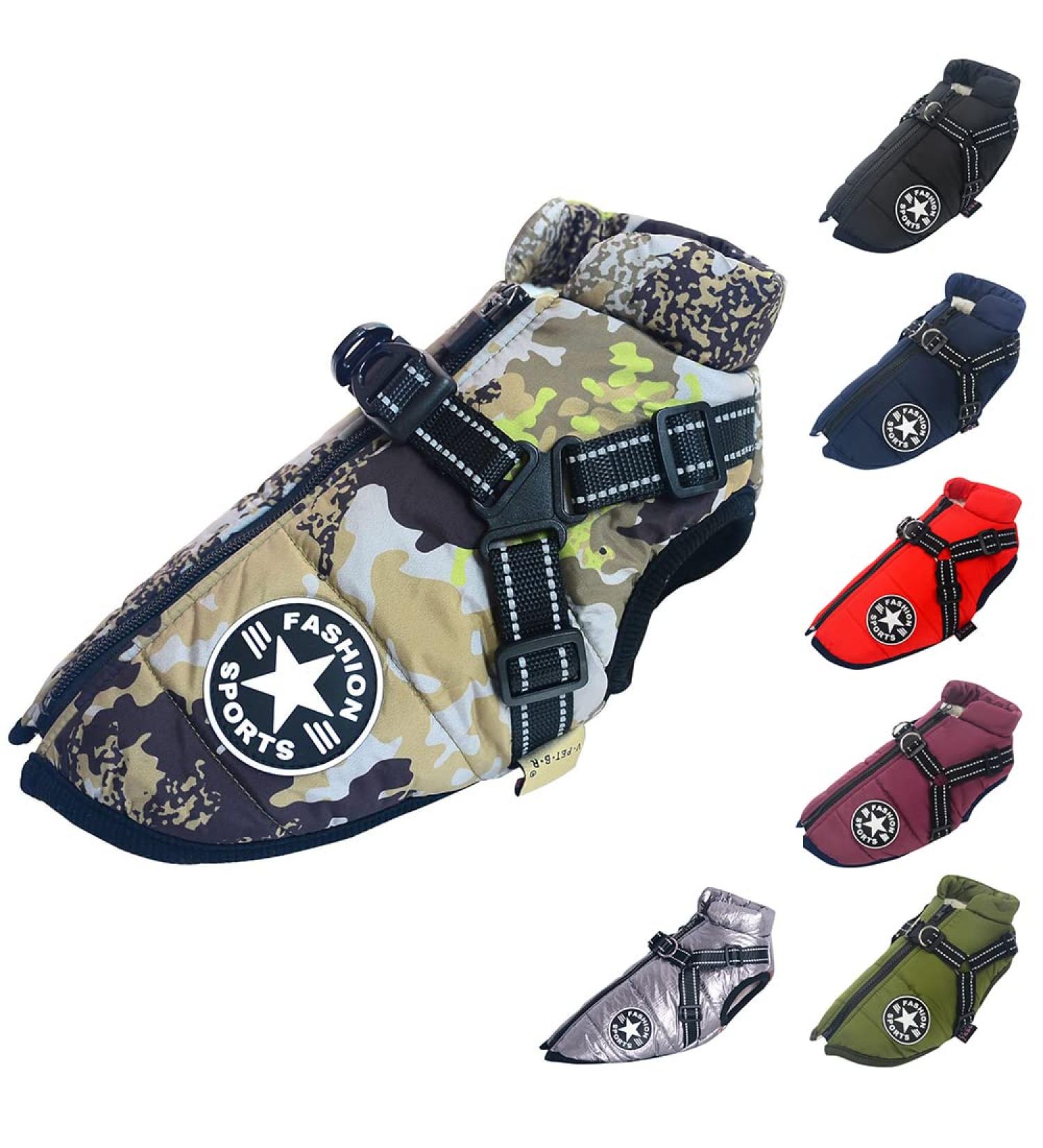 Buy Waterproof Dog Vest & Coat | Warm Soft Harness in 9 Colors - XL Camouflage for Winter - Buy Online on GoSupps.com