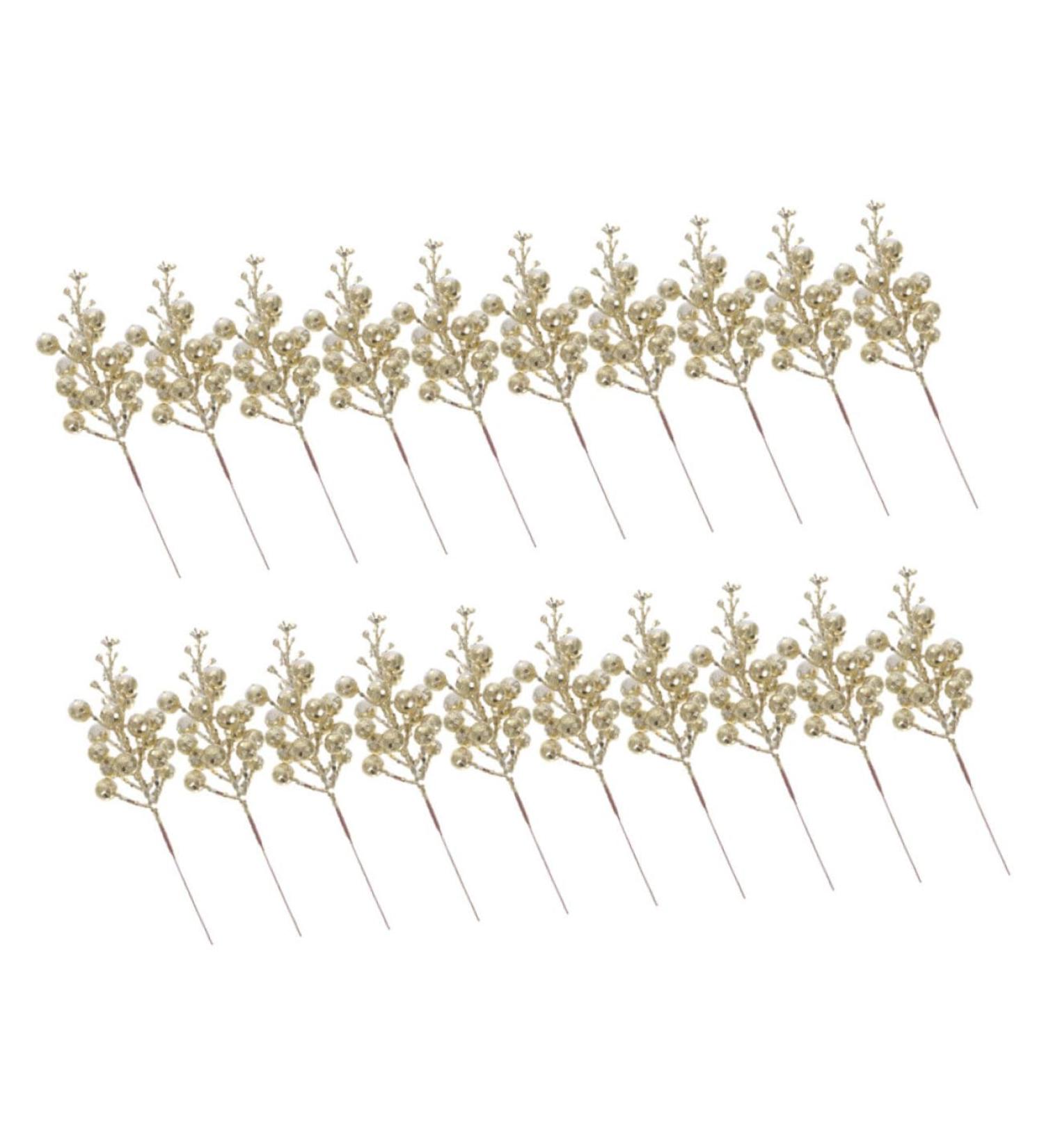 COOPHYA 20pcs artificial berry picks christmas tree Accessories decorate berry christmas artificial plant flower garland cutting Christmas berry branch crafts christmas berries artificial Golden 19X5X5CM - Buy Online on GoSupps.com