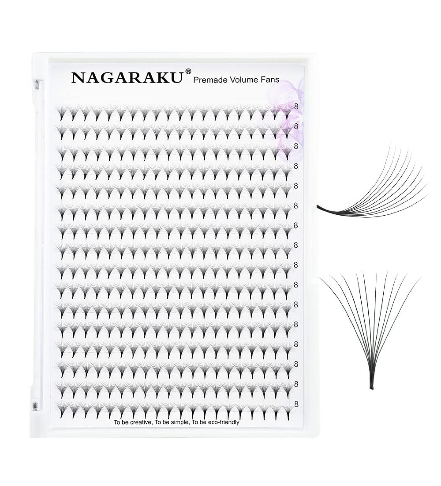 Nagaraku 10D Volume Eyelash Extensions - 320pcs Premade Fans 0.07mm C Curl 8mm - Best Quality Artificial Eyelashes for Stunning Looks - Buy Online on GoSupps.com