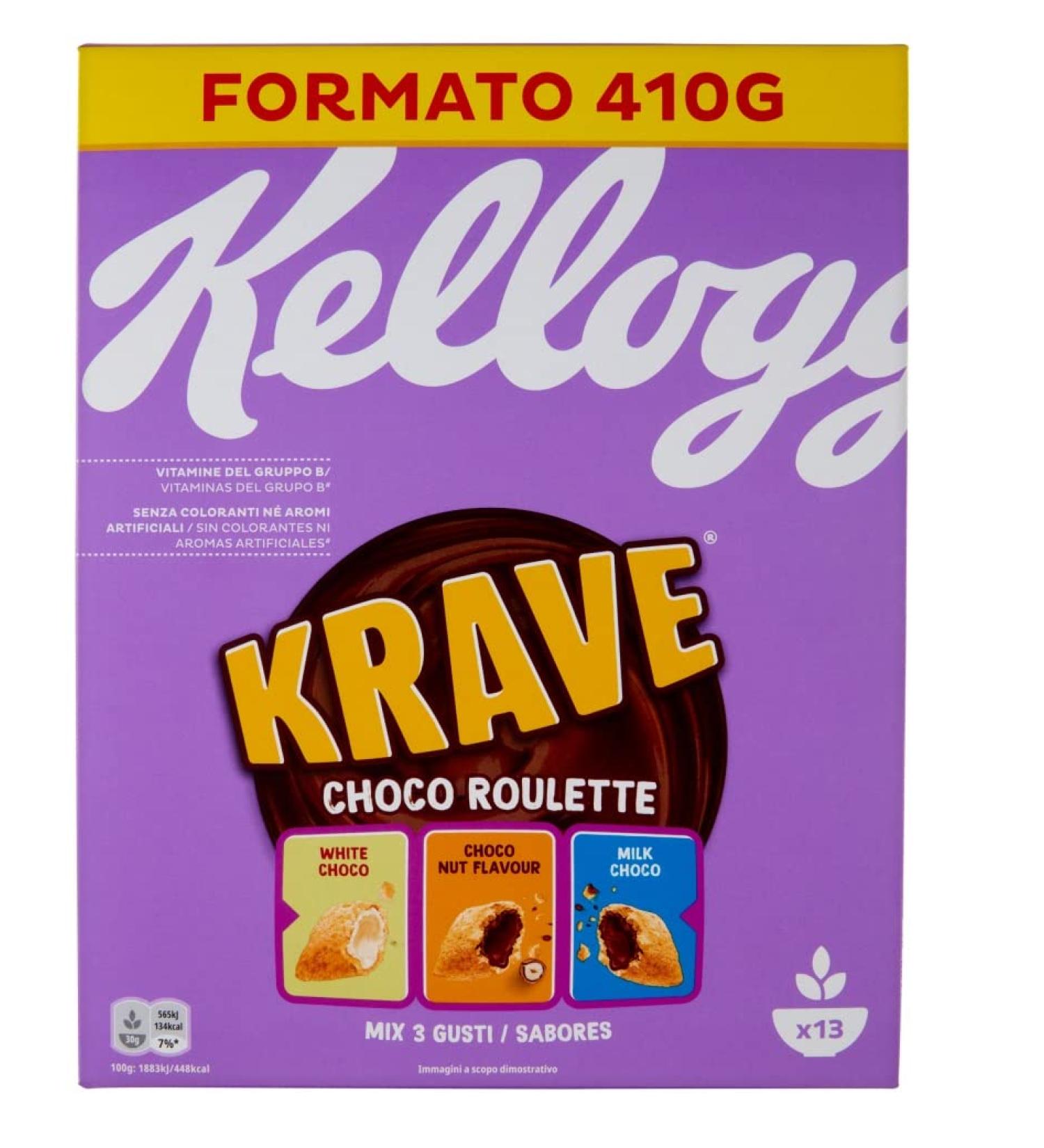 Kellogg's Krave Choco Roulette Cereals Wheat Oats and Rice Bundles with Milk Chocolate Filling 410g 1 Count - Buy Online on GoSupps.com