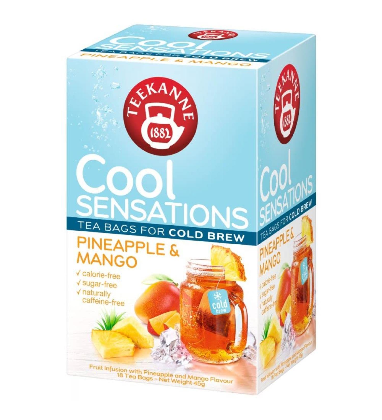 Teekanne Pineapple & Mango Cold Brew Tea Infusion - 18 Teabags of All Natural Real Fruit Tea with White Hibiscus Rosehip Apple Hibiscus - Buy Online on GoSupps.com