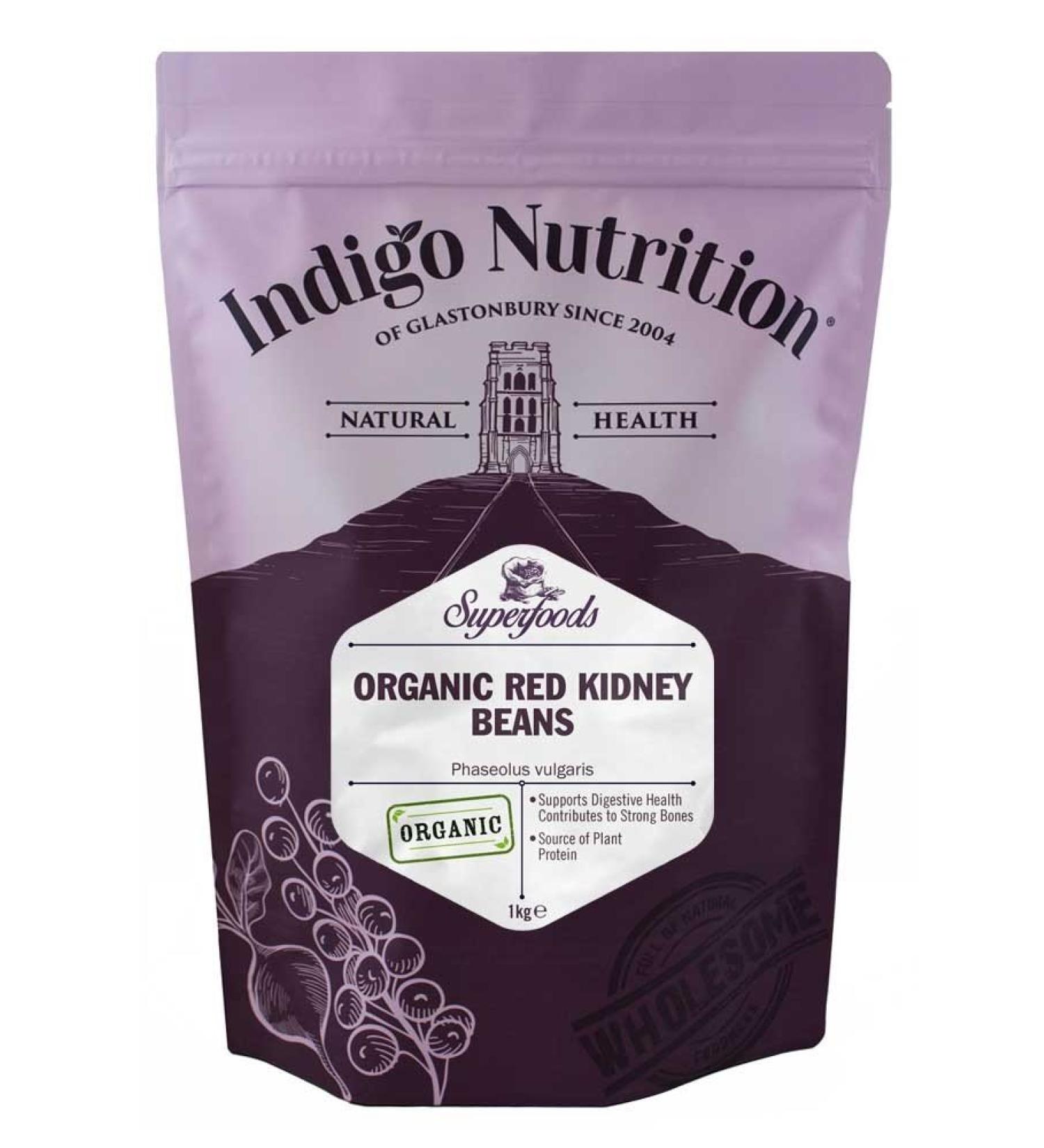 Indigo Herbs Bio Red Kidney Beans 1kg - Organic High-Quality Pulses for Healthy Eating | International Shipping Available - Buy Online on GoSupps.com