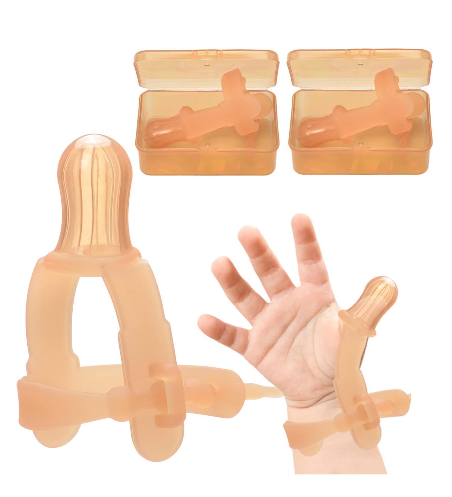 Elfzone Thumb Sucking Stop - 2 Pack Adjustable Silicone Guard for Babies 3-36 Months - Brown-2pk - Buy Online on GoSupps.com