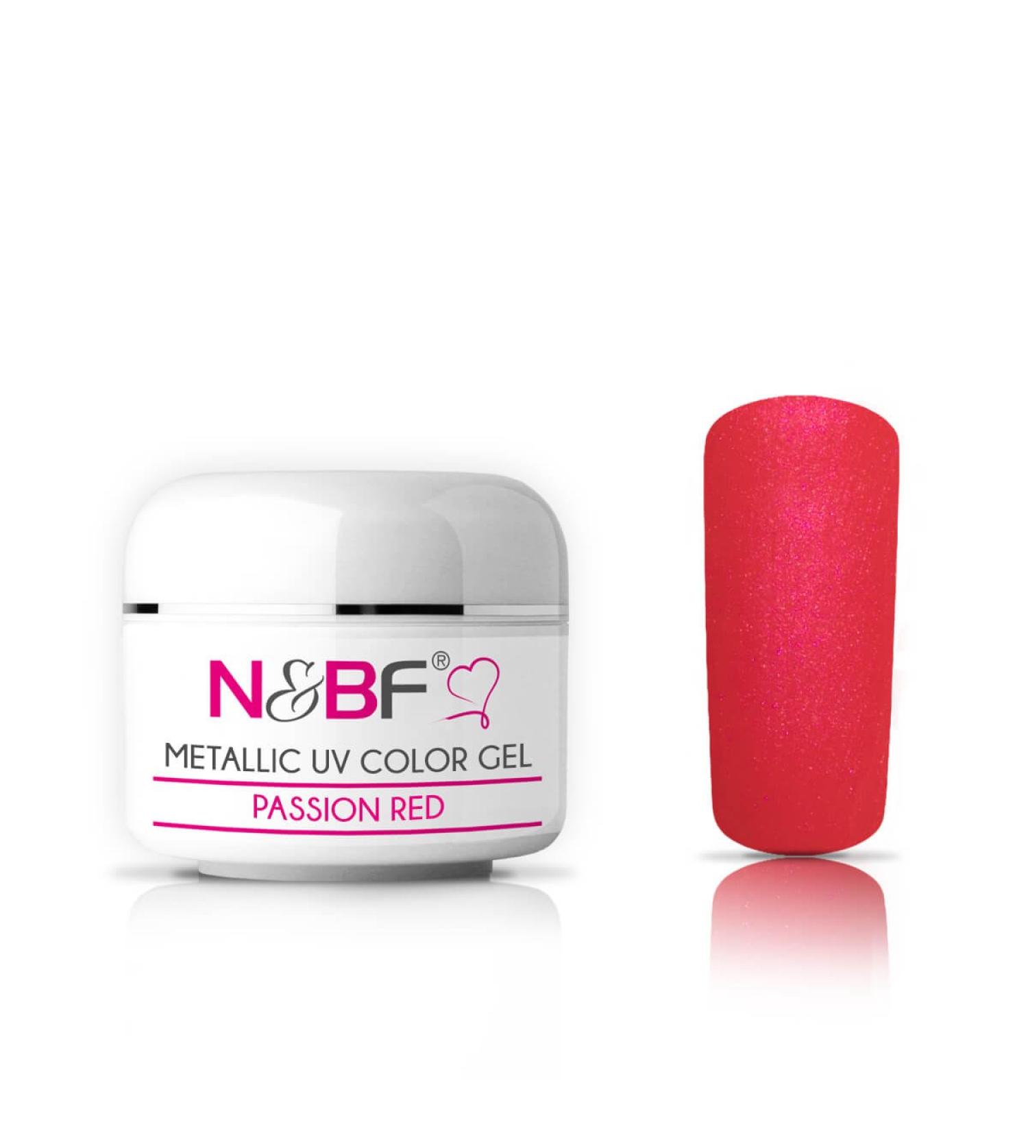 N&BF Metallic UV Gel 5ml - Passion Red | Metallic Color Gel for Nail Art | Acid-Free & Self-Smoothing | Made in EU | Perfect Metal Effect - Buy Online on GoSupps.com