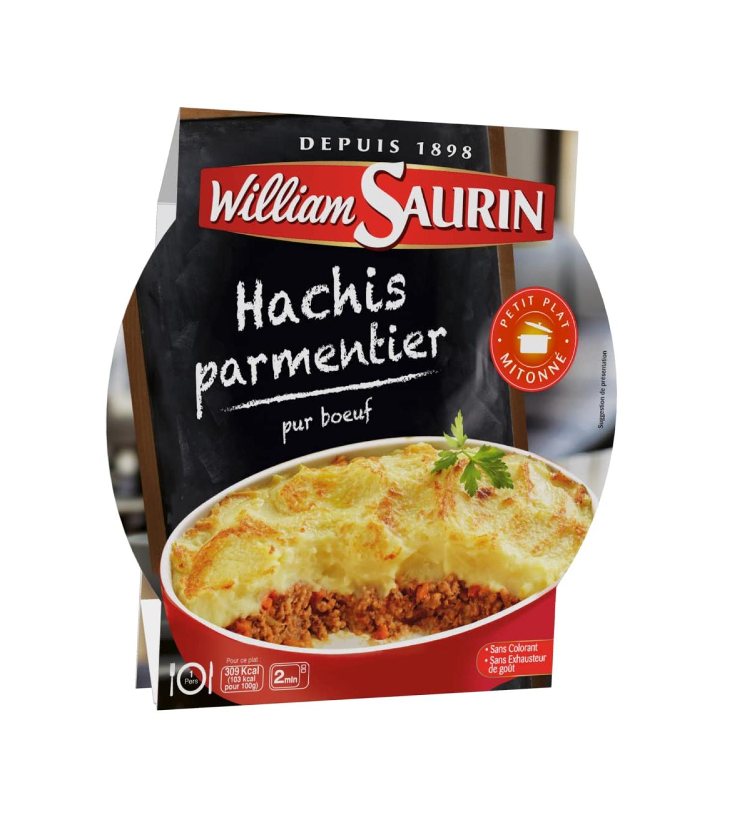 Pack of 3 units *** WILLIAM SAURIN Pure beef shepherd's pie tray 2min microwave 1 person 300g