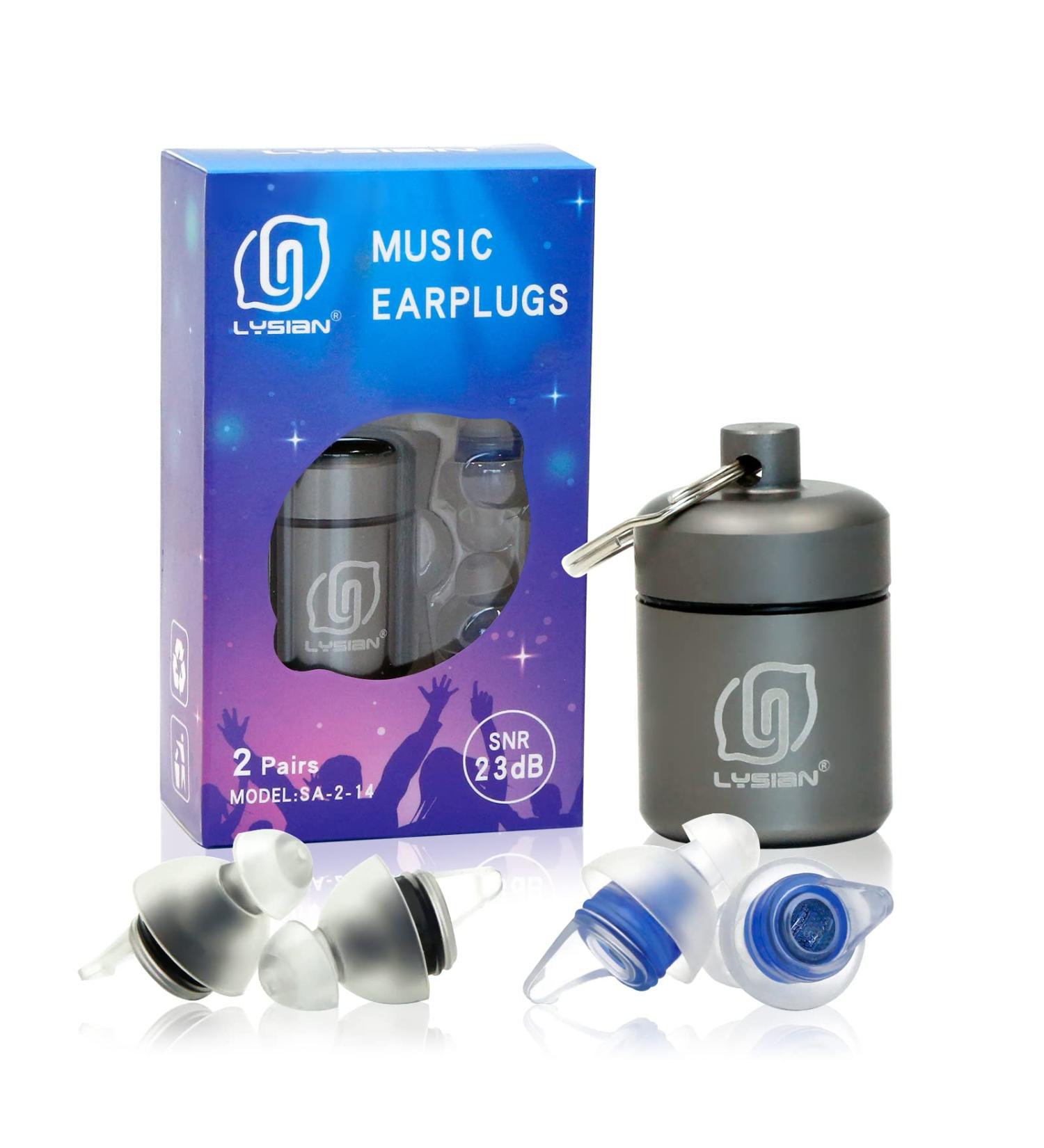 High Fidelity Concert Ear Plugs 2 Pairs - SNR 23 dB Noise Reduction for Music Festivals, Drummers, DJs, Motorcycles, Raves & Events - Buy Online on GoSupps.com