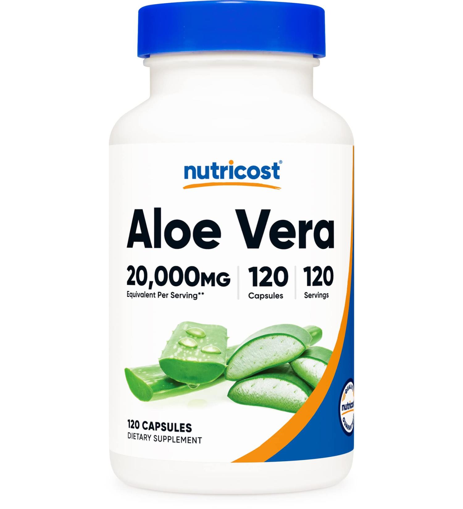 Nutricost Aloe Vera 20,000mg 120 Capsules - Gluten-Free, Non-GMO, Vegetarian (100mg 200:1 Extract) - Buy Online on GoSupps.com