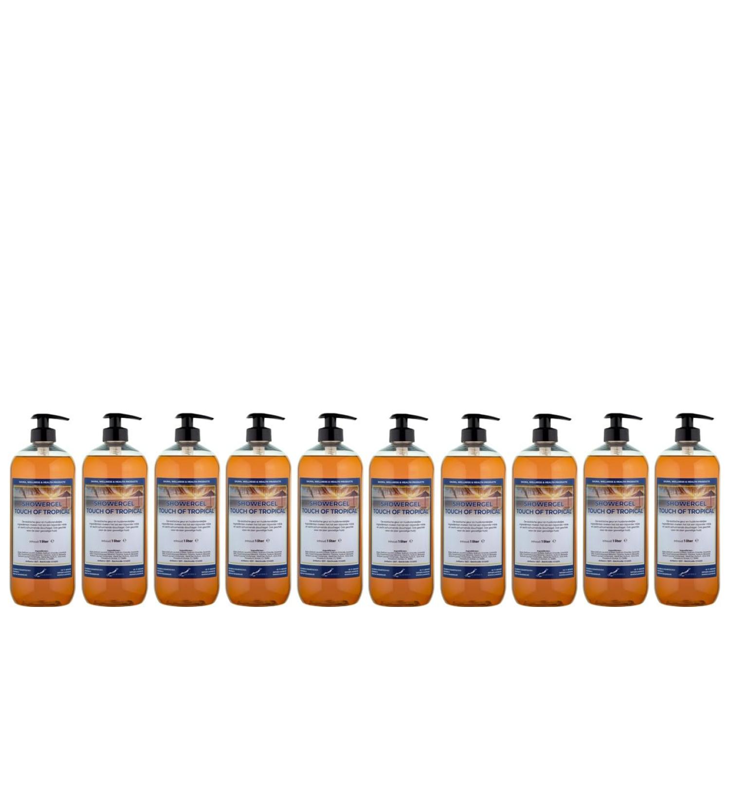 Claudius Showergel Touch of Tropical 10 x 1 liter with 10 pumps transparent