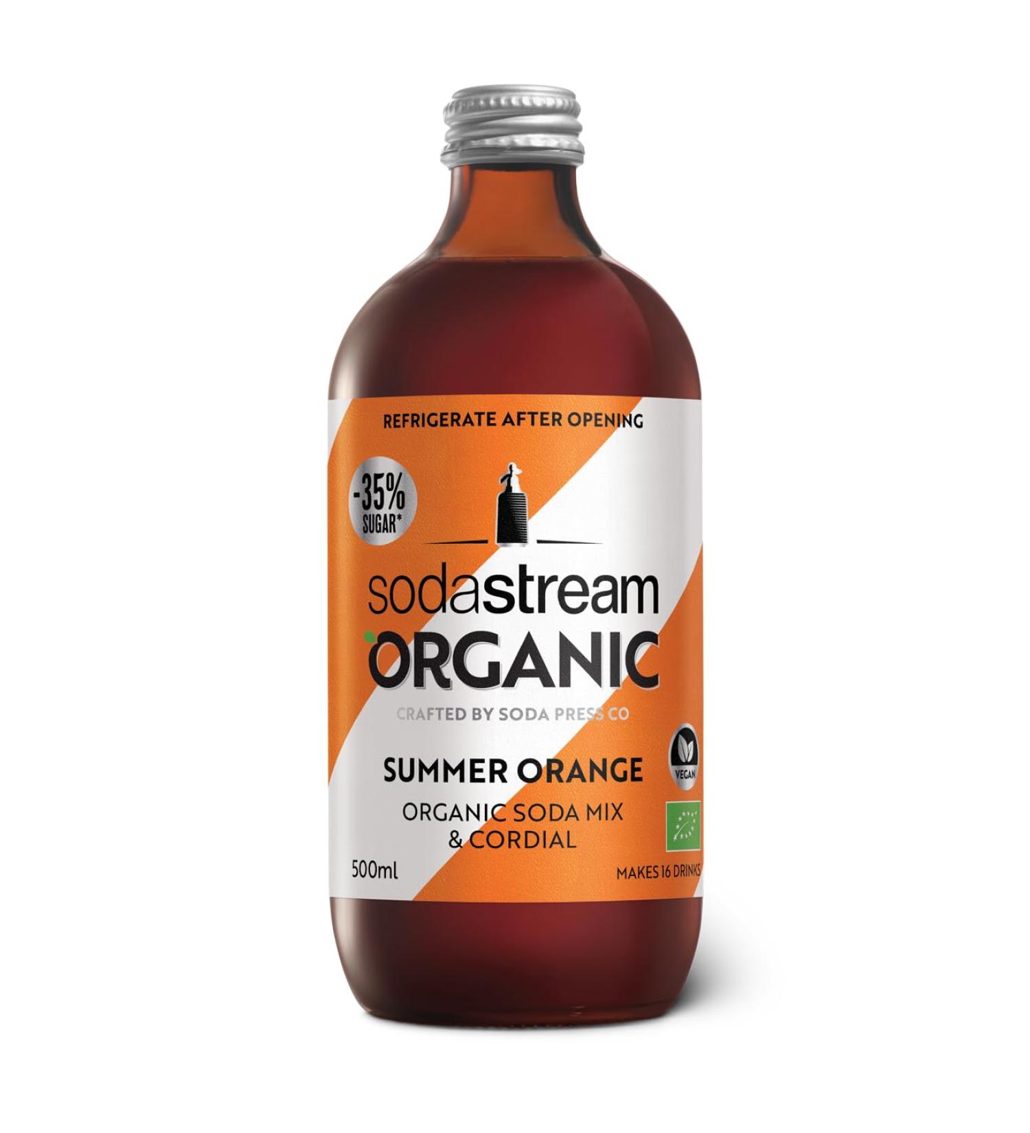 SodaStream Organic Orange Drink Mix - 500ml Bottle | Vegan, Aspartame Free, Low Sugar | Fizzy Orange Soda Maker Concentrate - Buy Online on GoSupps.com