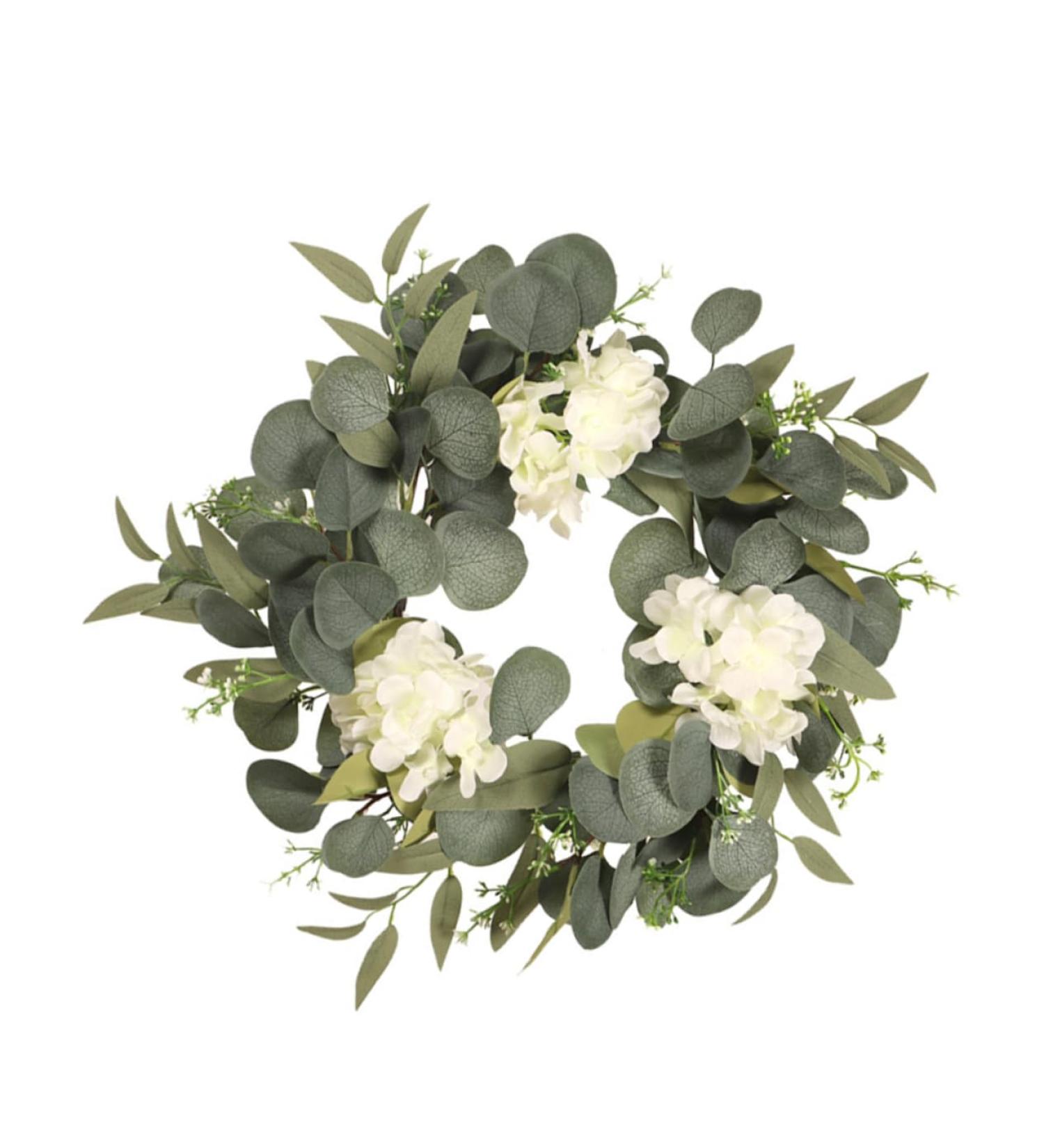 LIFKICH 1pc Eucalyptus Leaf Garland Artificial Plants for Outdoors Artificial Wreaths for Outdoor Fall Decorations for Home Spring Ornament Wall Hanging Wreath Hoop Silk Flower Pendant - Buy Online on GoSupps.com