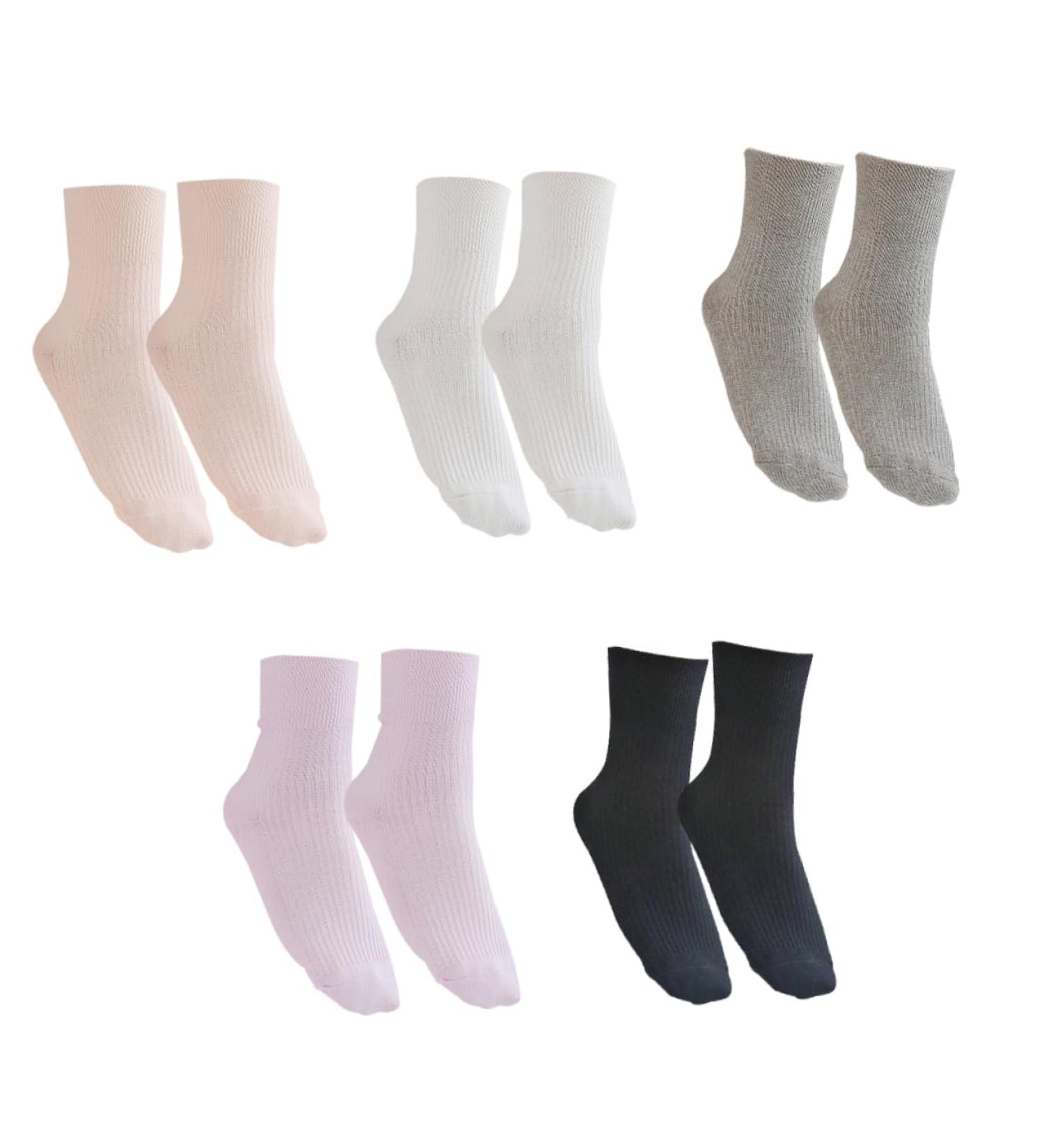 GLEAVI 5 Pairs Diabetic Care & Maternity Socks - Extra Wide, Elastic, Non-Binding Crew Socks for Swollen Feet Women - Combed Cotton, Nursing & Sports Stack Socks - Buy Online on GoSupps.com