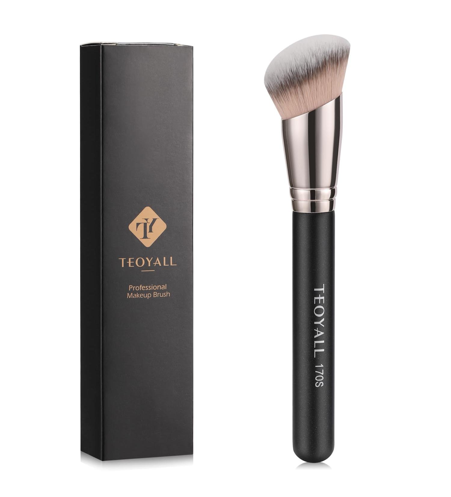 TEOYALL Angled Foundation Brush | Synthetic Kabuki Contour Brush for Blending Buffing & Setting Cosmetics | International Shipping Available - Buy Online on GoSupps.com