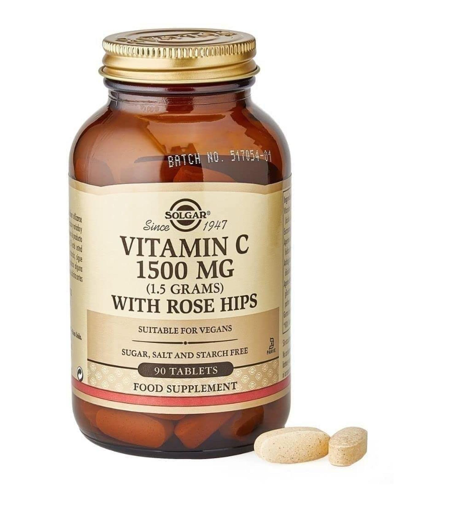 Solgar Vitamin C with Rose Hips 1500 mg 90 Tablets