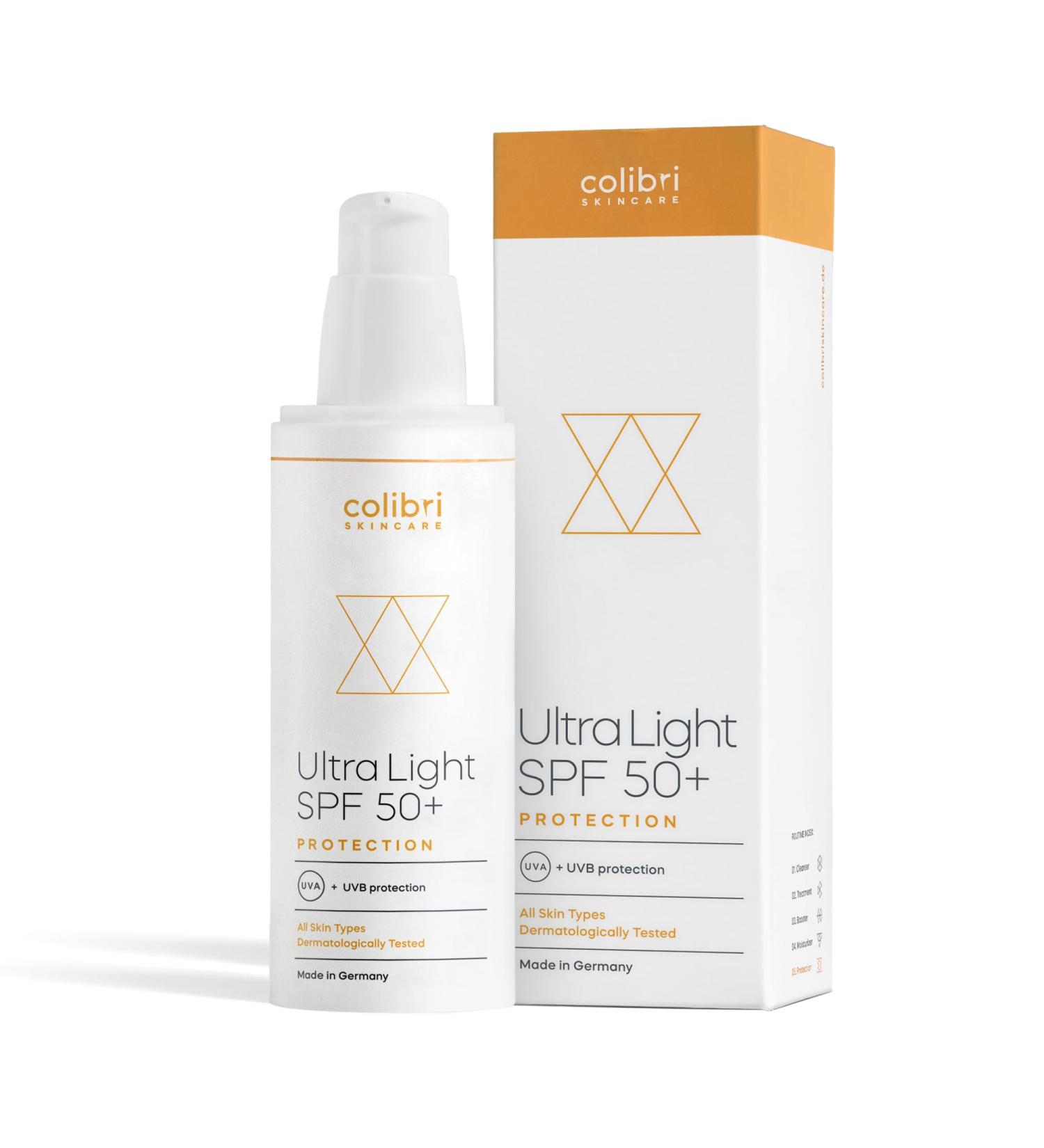  colibri skincare Colibri Skincare Ultra Light SPF 50+ 80 ml - Facial Sunscreen Broad-spectrum Facial Sunscreen Light and Non-Greasy SPF 50 Facial Sunscreen Optimal SPF 50 Facial Sunscreen for All Skin Types - Buy Online on GoSupps.com