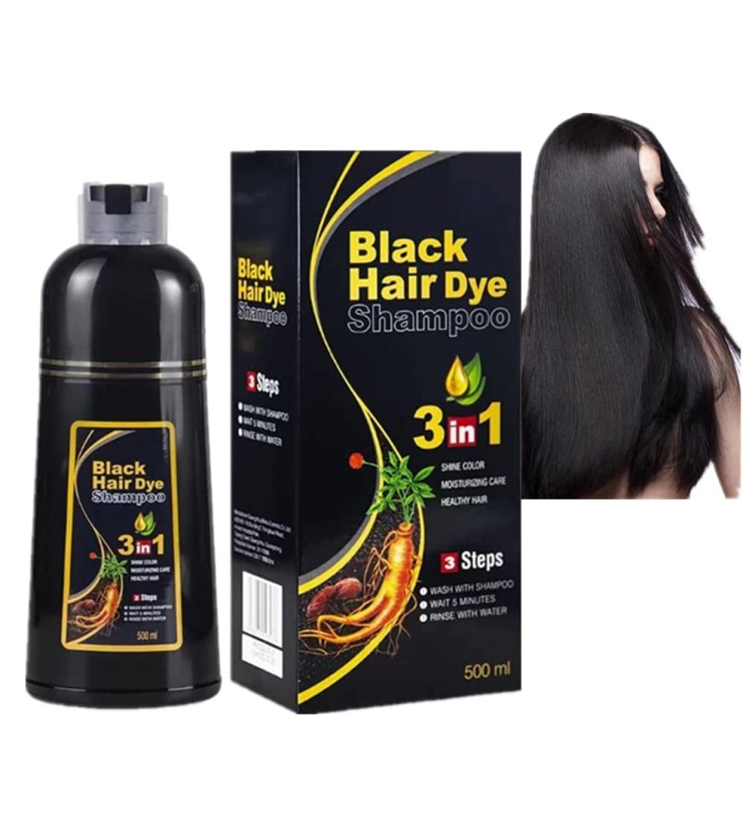 EPMANN 500ml Instant Hair Color Shampoo for Gray Hair - 3 in 1 Easy Hair Dye - 100% Gray Coverage - Herbal Coloring for Men & Women - 17 Fl Oz (Black) - Buy Online on GoSupps.com